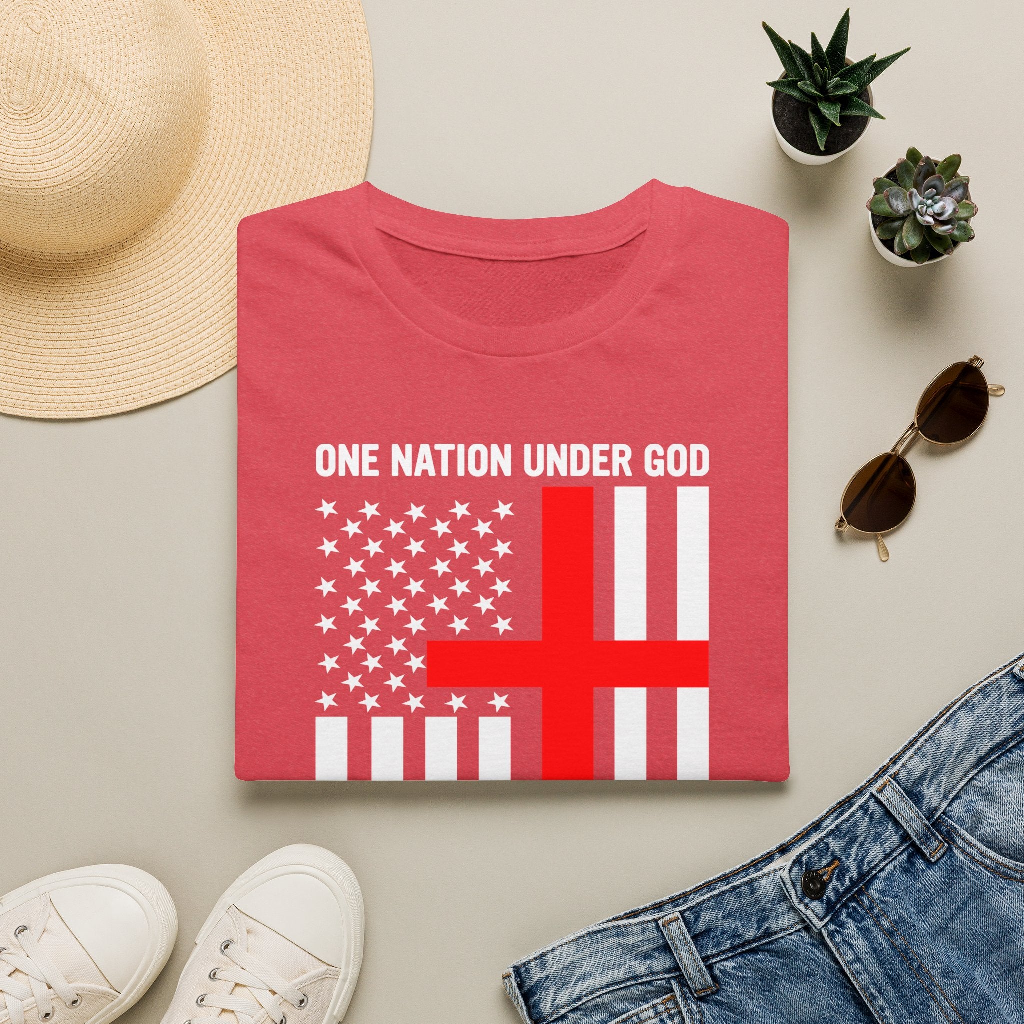 Christian Faith Mens Womans Softstyle T-Shirt | One Nation Under God | American Flag Tee | Religious Apparel | Inspirational Gift