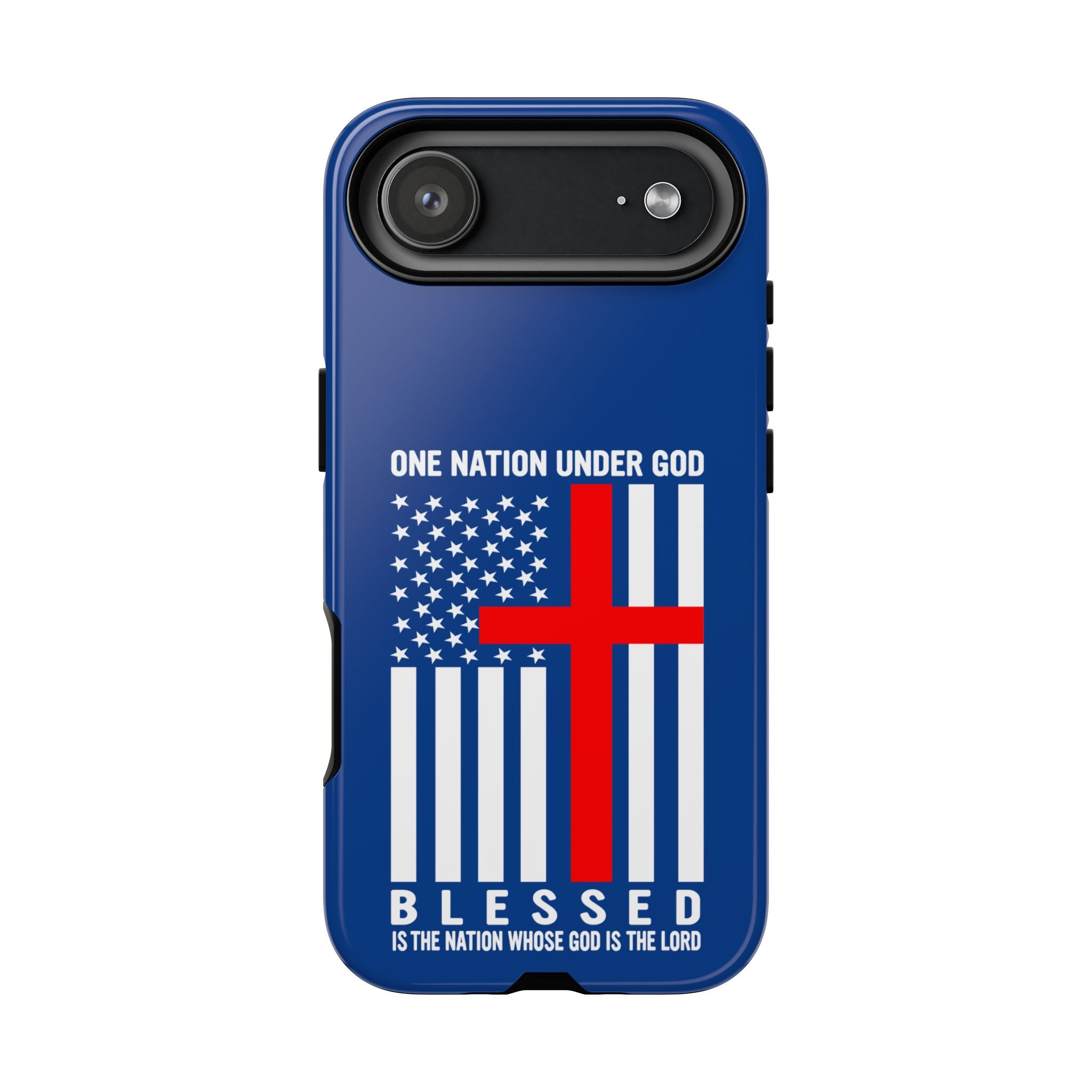 Patriotic Christian Phone Case - "One Nation Under God" Red Cross USA Flag