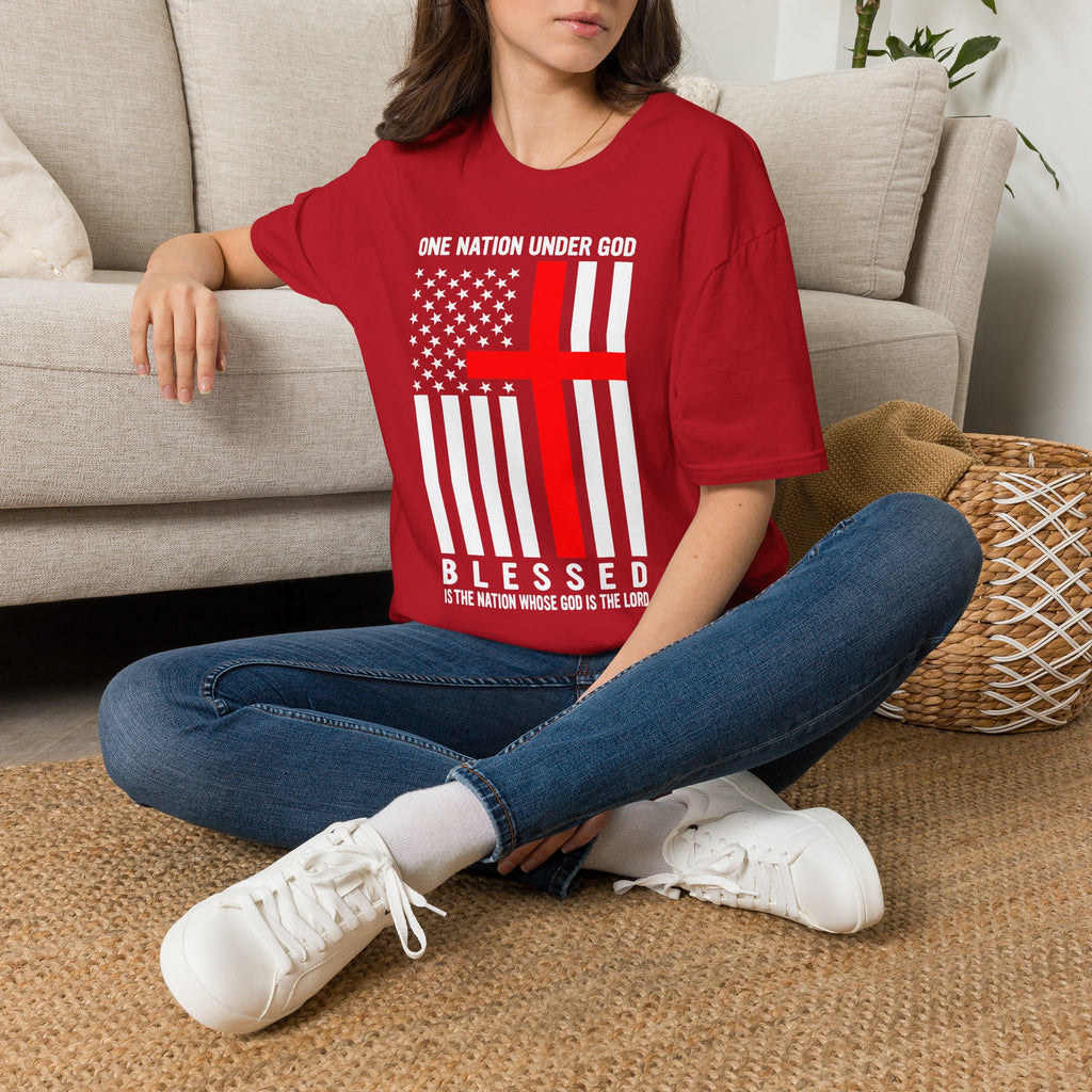 Christian Faith Mens Womans Softstyle T-Shirt | One Nation Under God | American Flag Tee | Religious Apparel | Inspirational Gift
