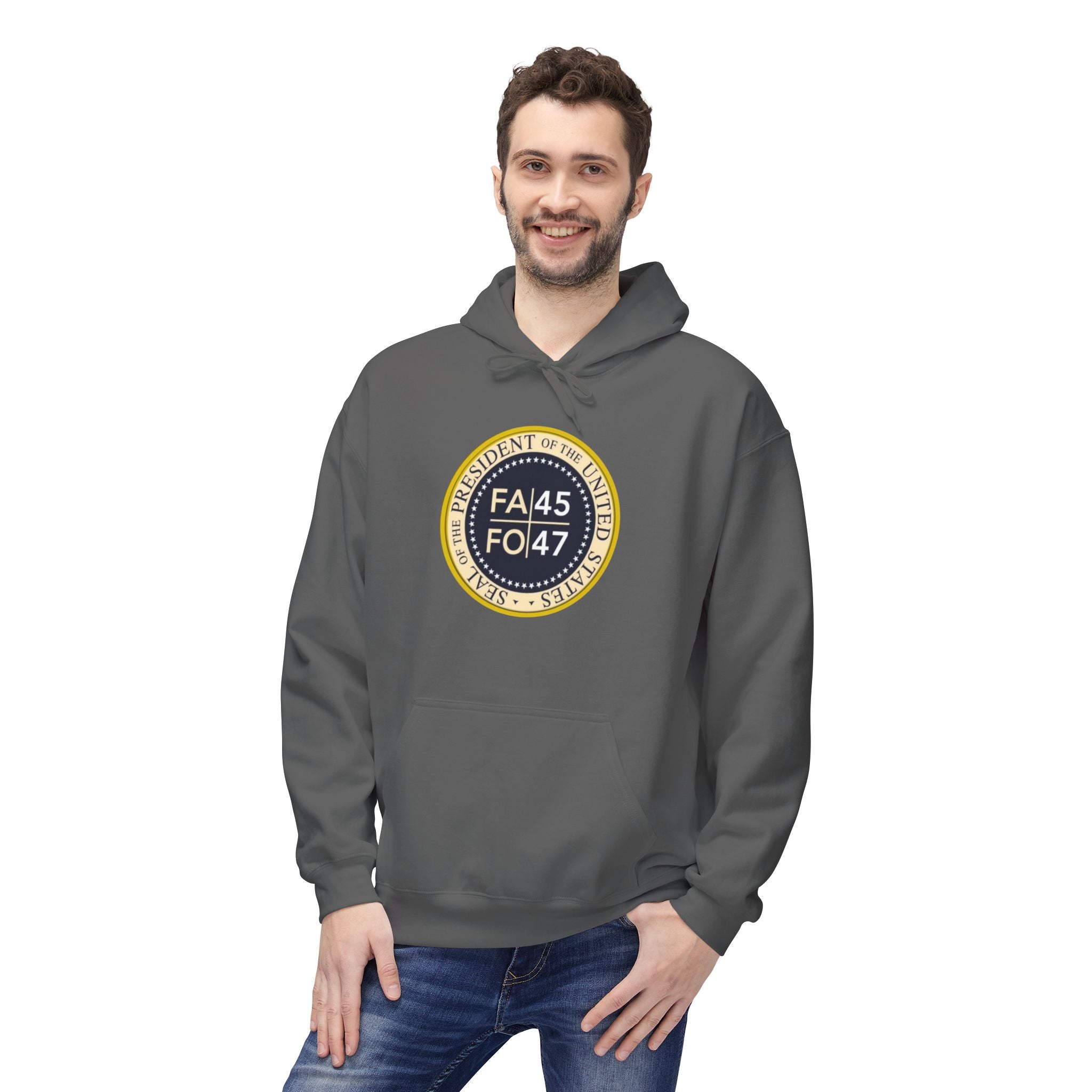 FA45 FO47 Trump Seal Hoodie | Political Satire Presidential Seal