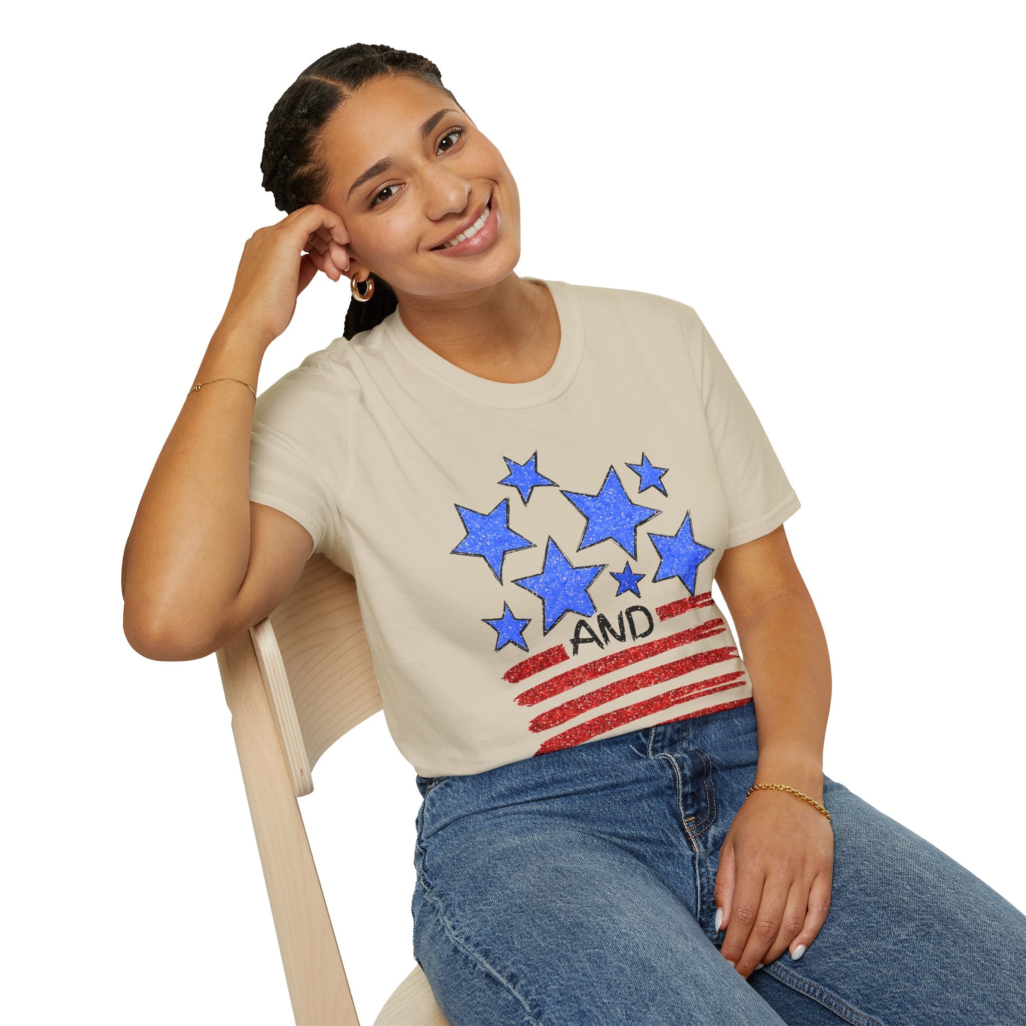 American Flag T-Shirt - Blue Stars & Stripes Patriotic Tee