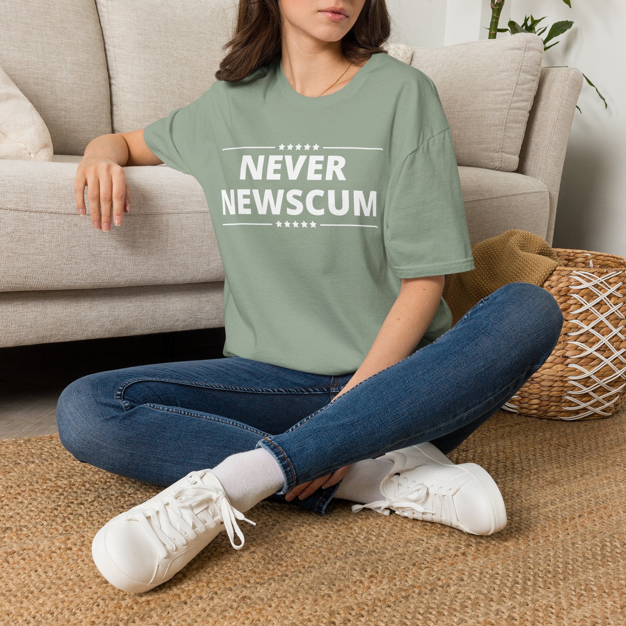 Never NewScum Mens Womans Softstyle T-Shirt, Funny Graphic Tee, Statement Shirt, Casual Wear, Gift for Friends, Political NeverNewScum.com
