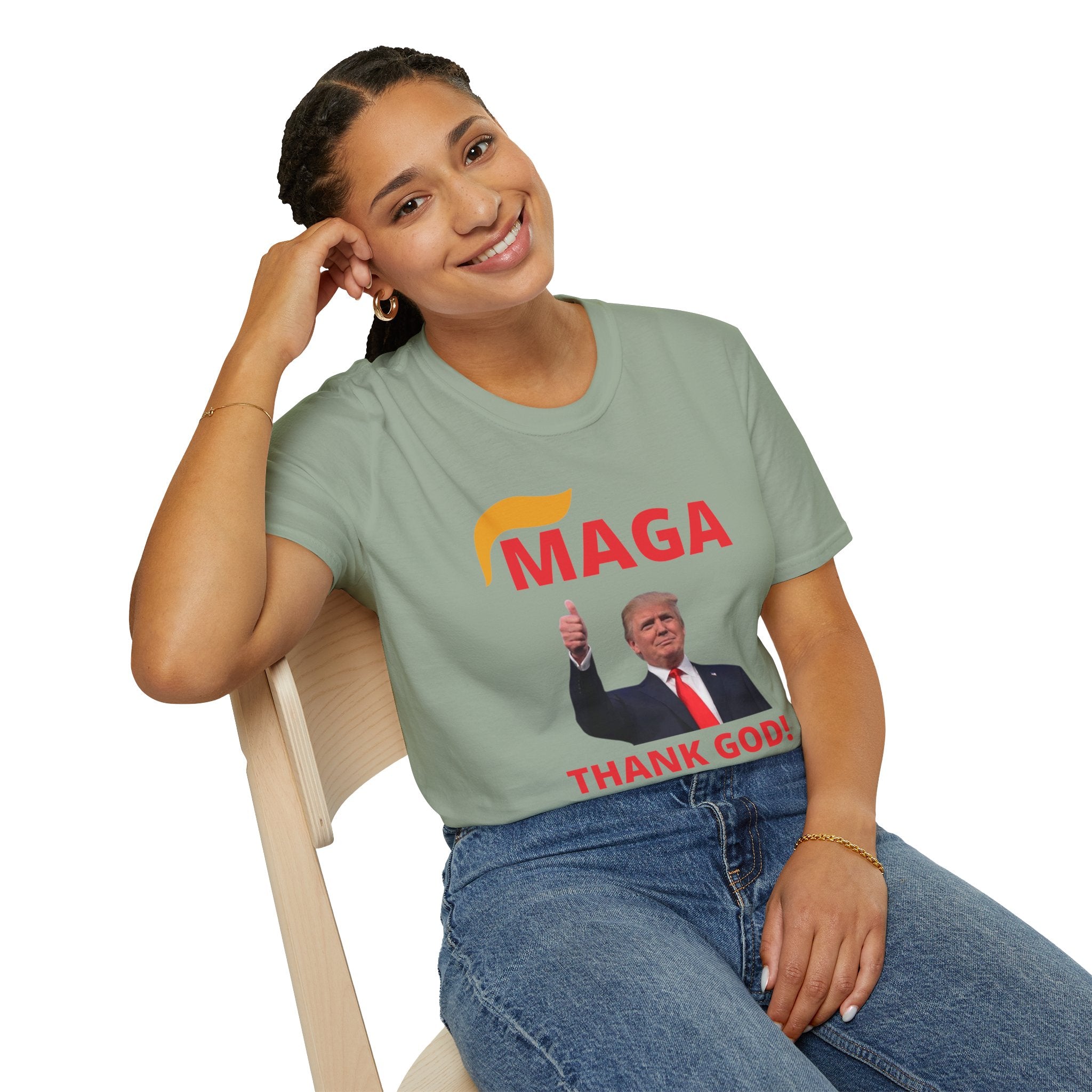 MAGA Thumbs-Up T-Shirt — "THANK GOD!" Political Statement Tee