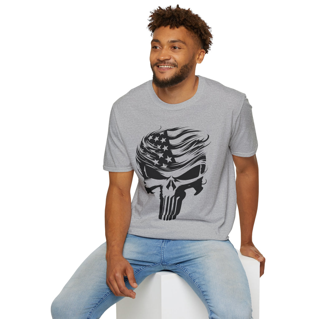 Punisher Patriotic Skull Graphic T-Shirt | Mens Womans  Softstyle Tee, Unique Gift, Casual Wear, Festival Apparel, Statement Shirt