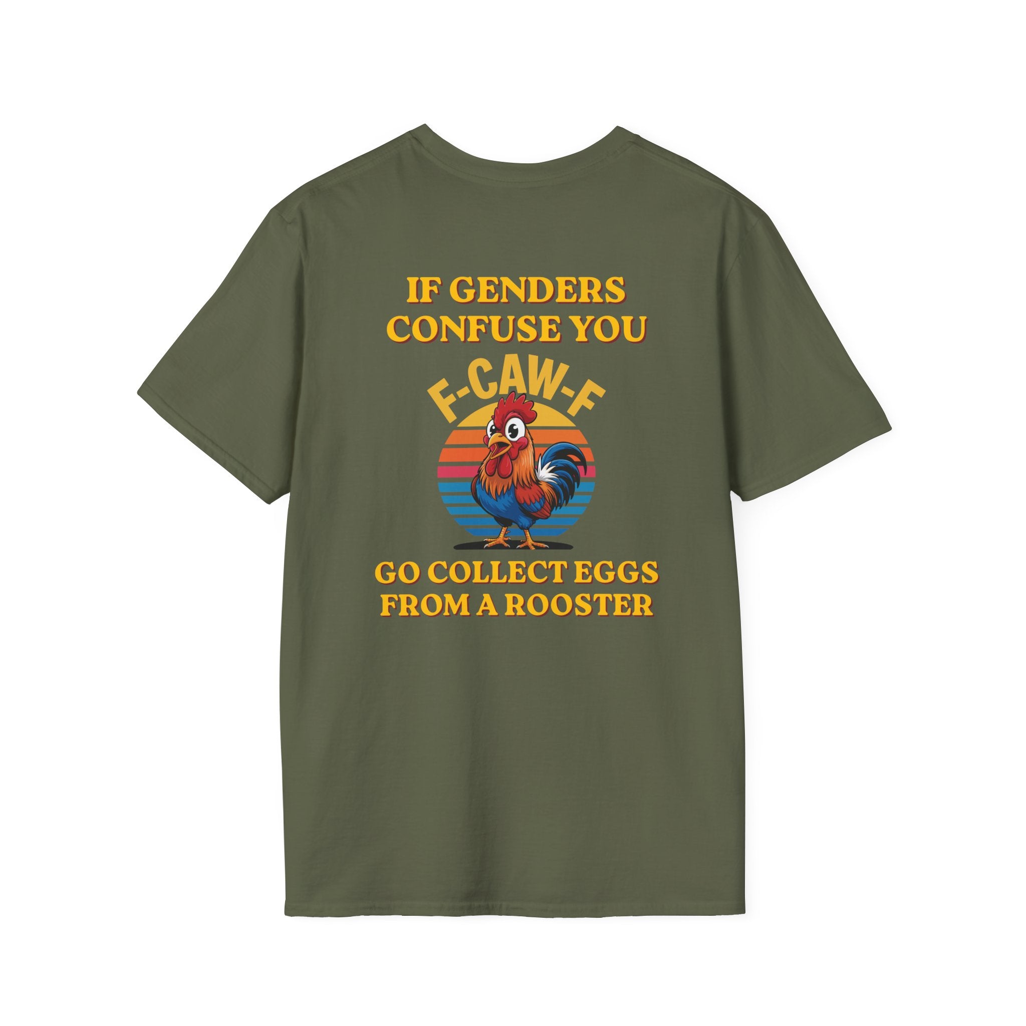 If Genders Confuse You T-Shirt — Funny Rooster "F‑Caw‑F" Graphic Tee