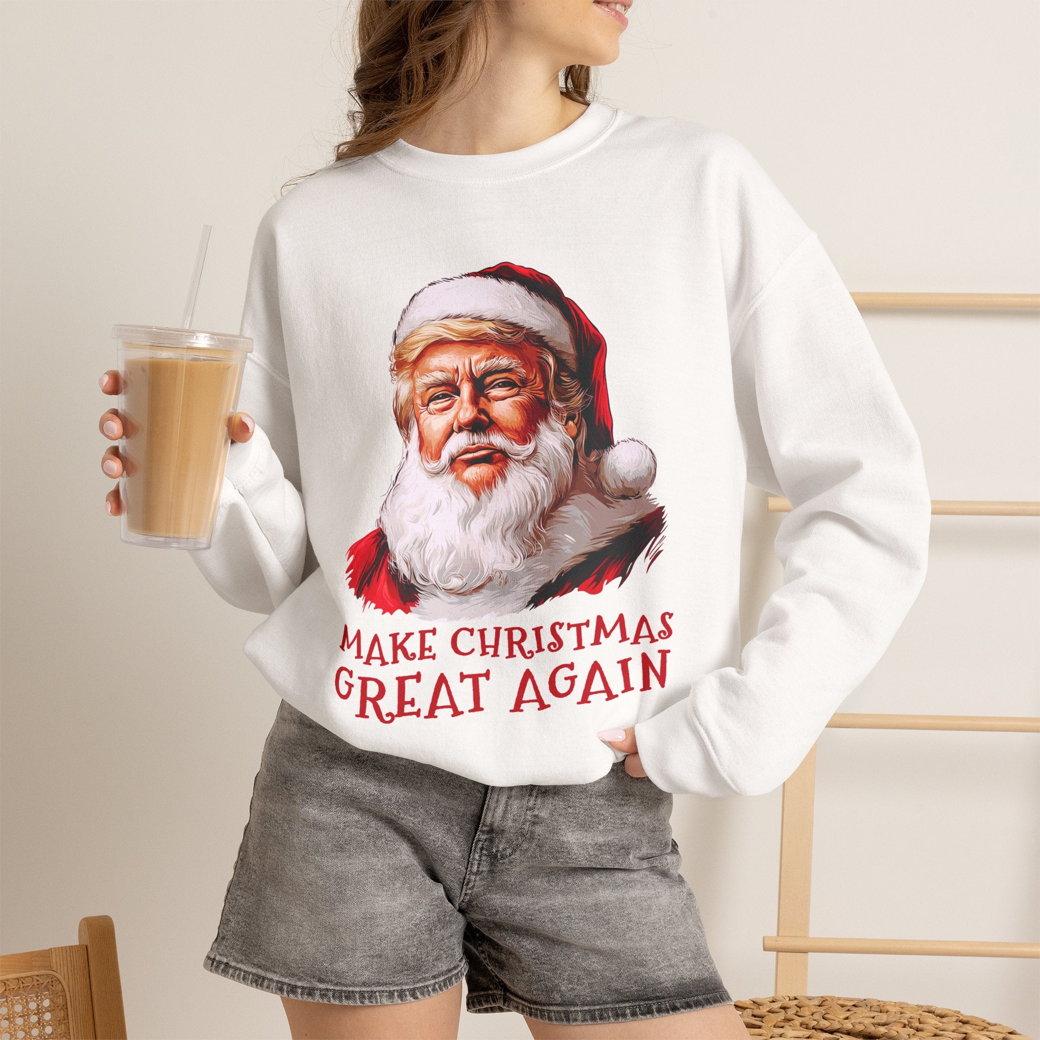 Trump Santa Face Illustration Make Christmas Great Again Sweatshirt