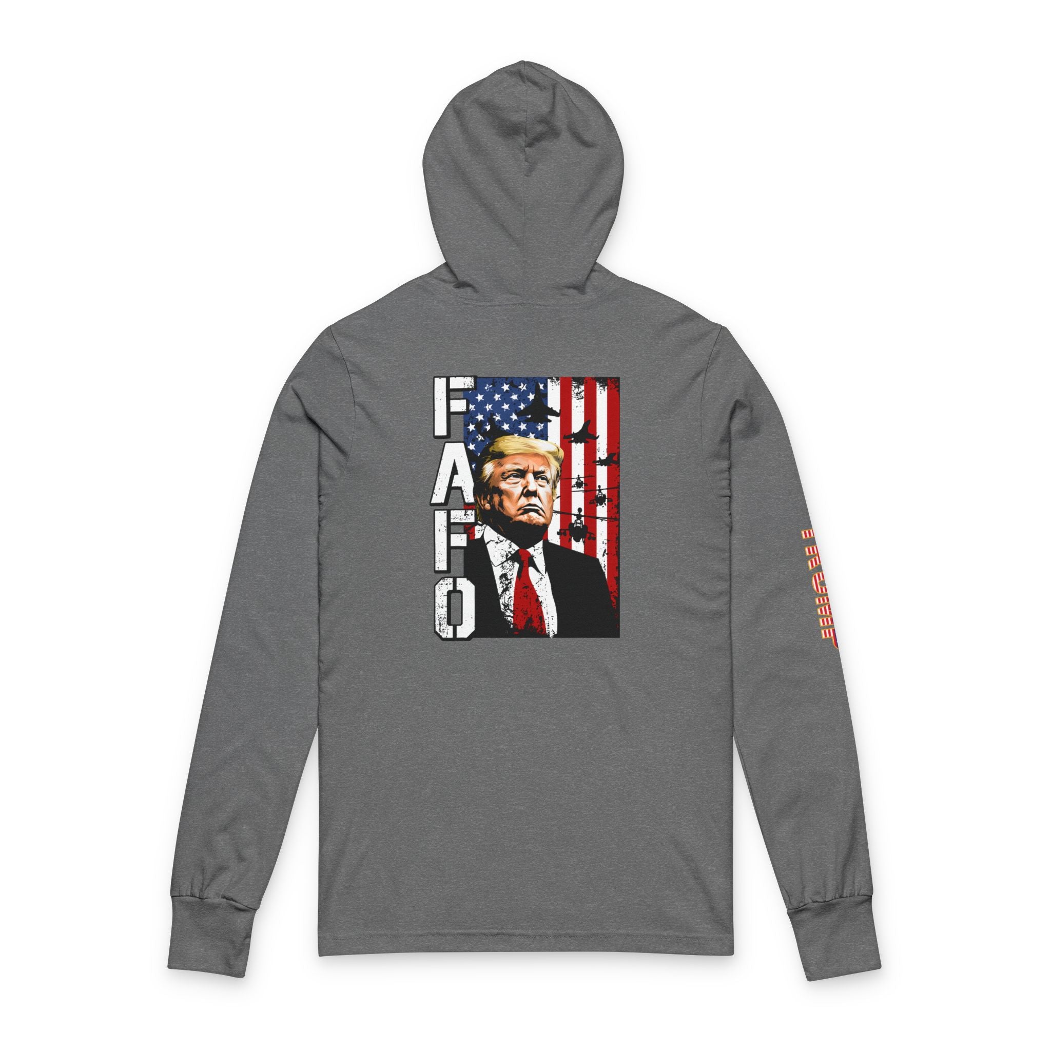 FAFO Flag Portrait Hoodie Style Long Sleeve Tee | Political Portrait, Patriotic American Flag (printed 4 places)