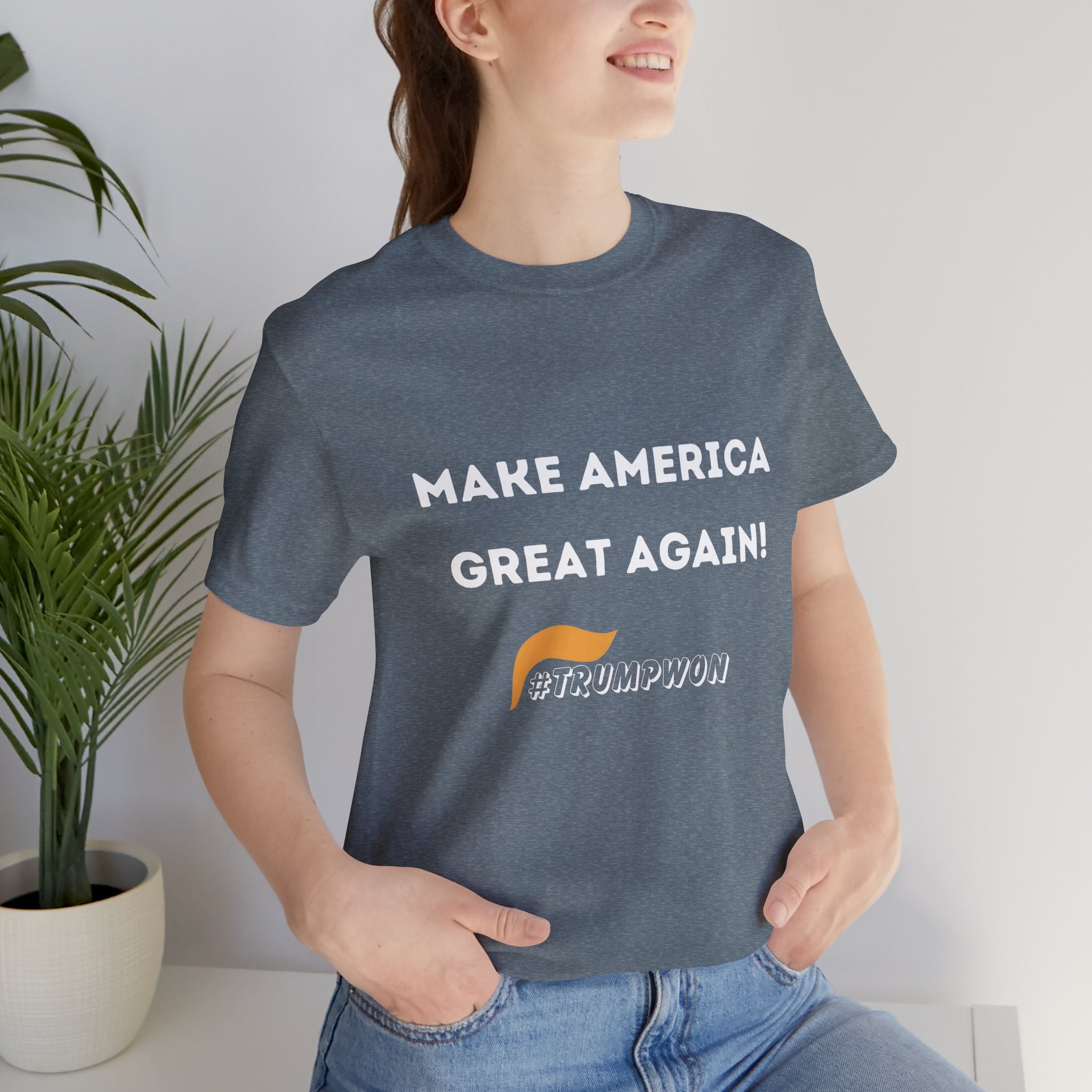 Make America Great Again #TrumpWon Mens Womans Jersey Short Sleeve Tee, Election Tee, Political Shirt, Patriotic Apparel, American Flag Clothing