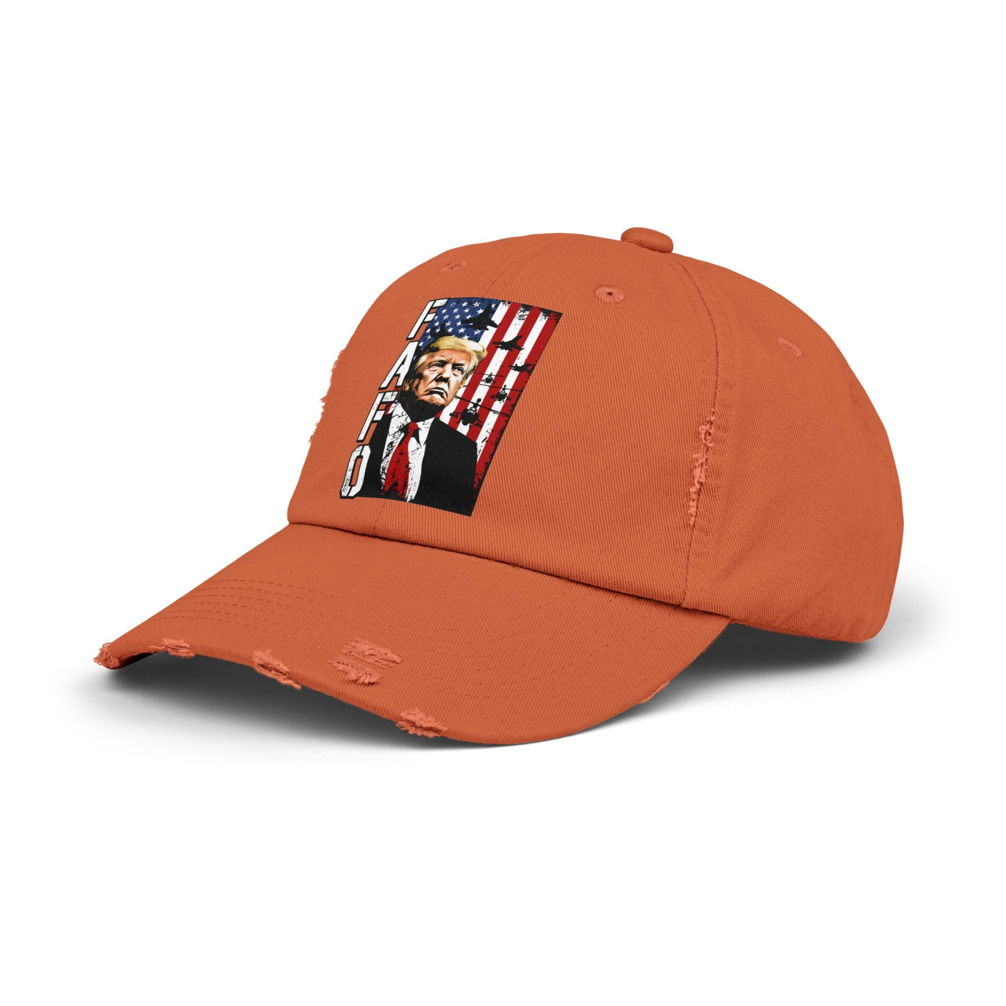 FAFO Portrait Cap | Distressed Black Hat, American Flag Design