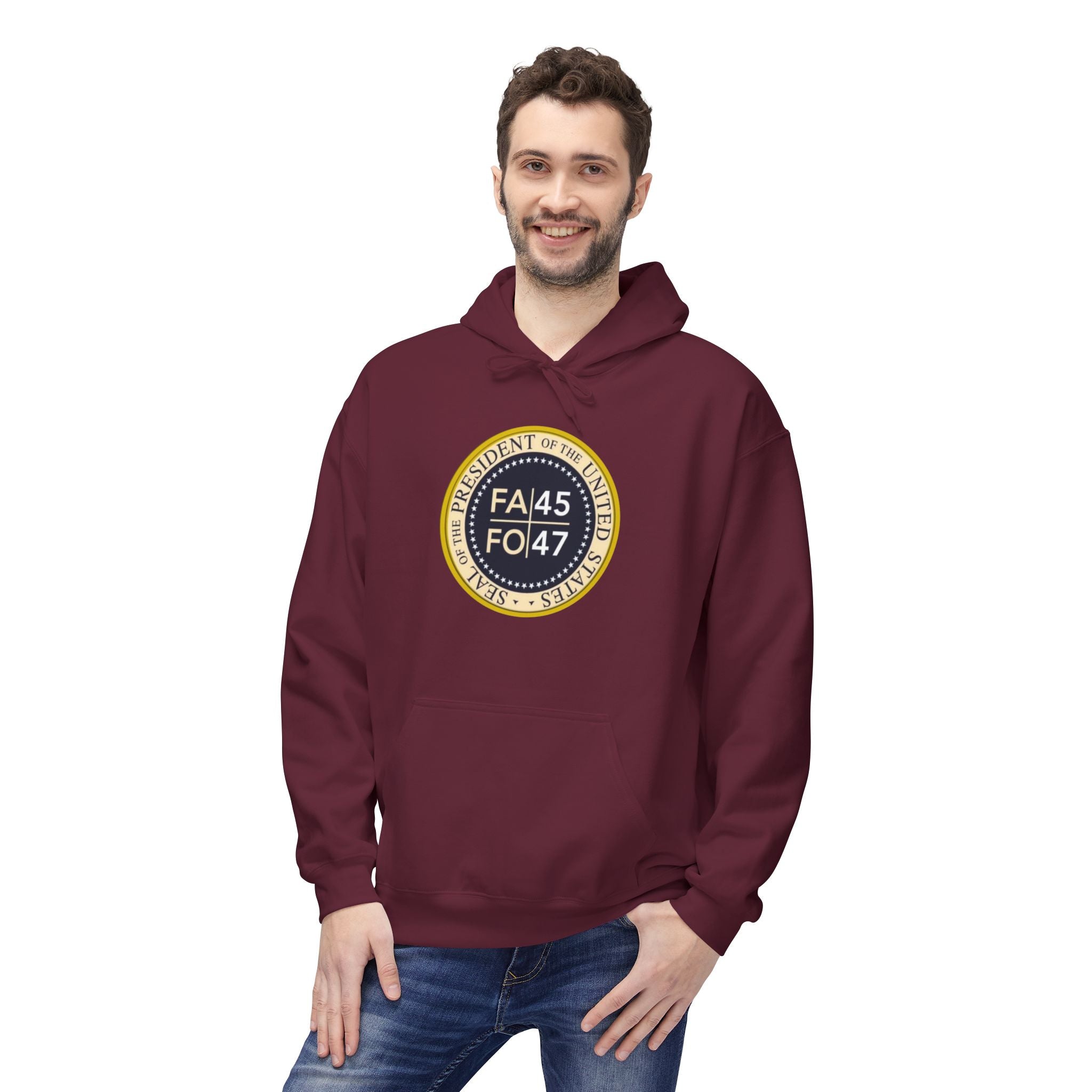 FA45 FO47 Trump Seal Hoodie | Political Satire Presidential Seal