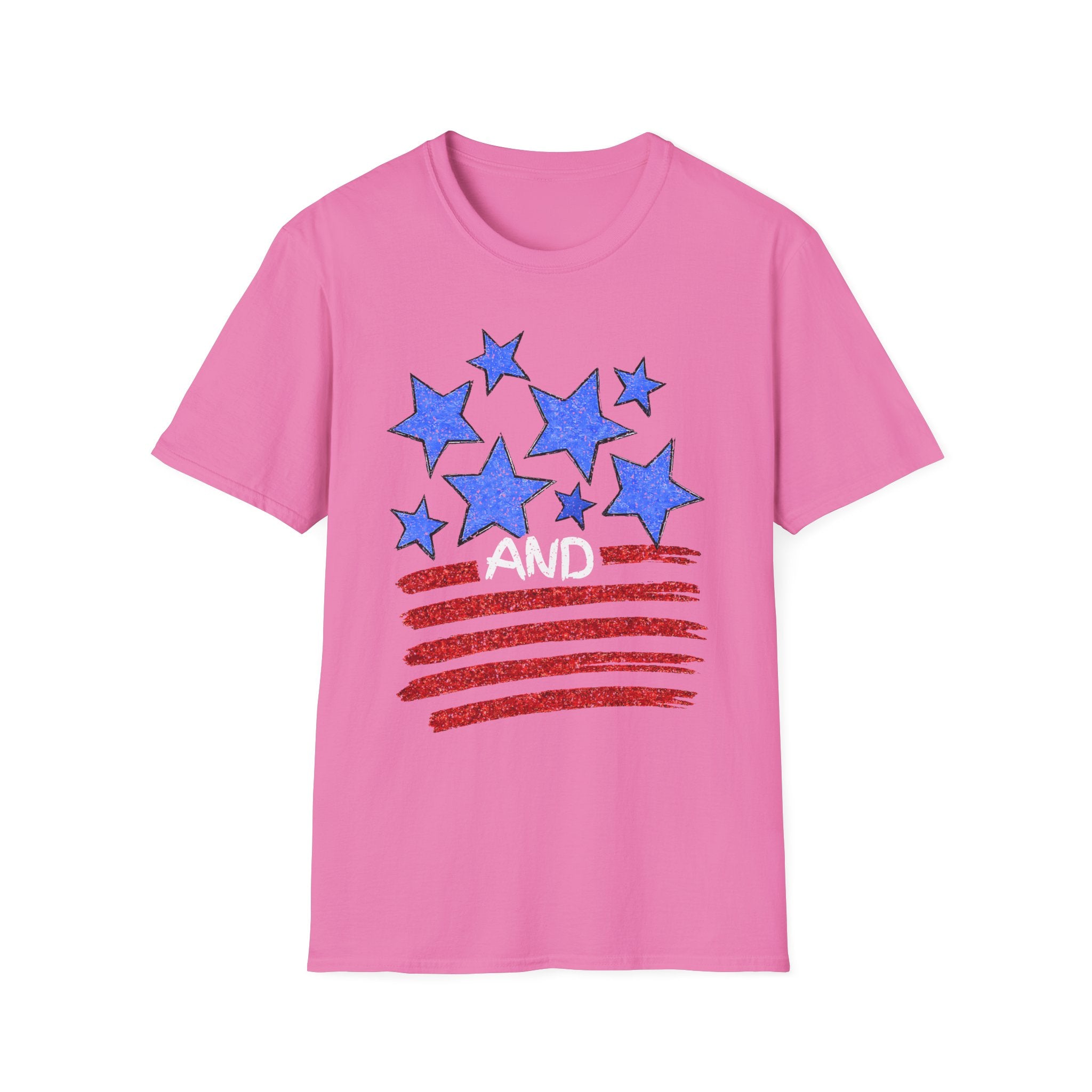 Patriotic Blue Stars Red Strips Graphic Tee (Fourth of July, Americana) T-Shirt