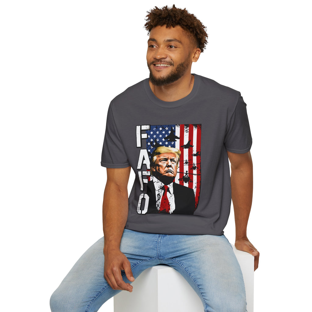 Trump Flag FAFO Graphic T-Shirt — MAGA Patriotic Portrait Tee