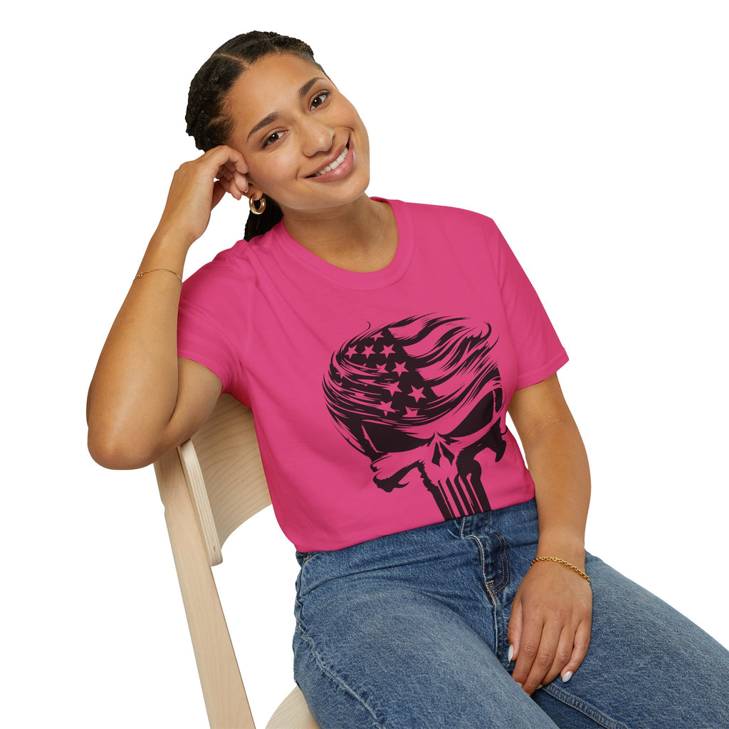 Punisher Patriotic Skull Graphic T-Shirt | Mens Womans  Softstyle Tee, Unique Gift, Casual Wear, Festival Apparel, Statement Shirt
