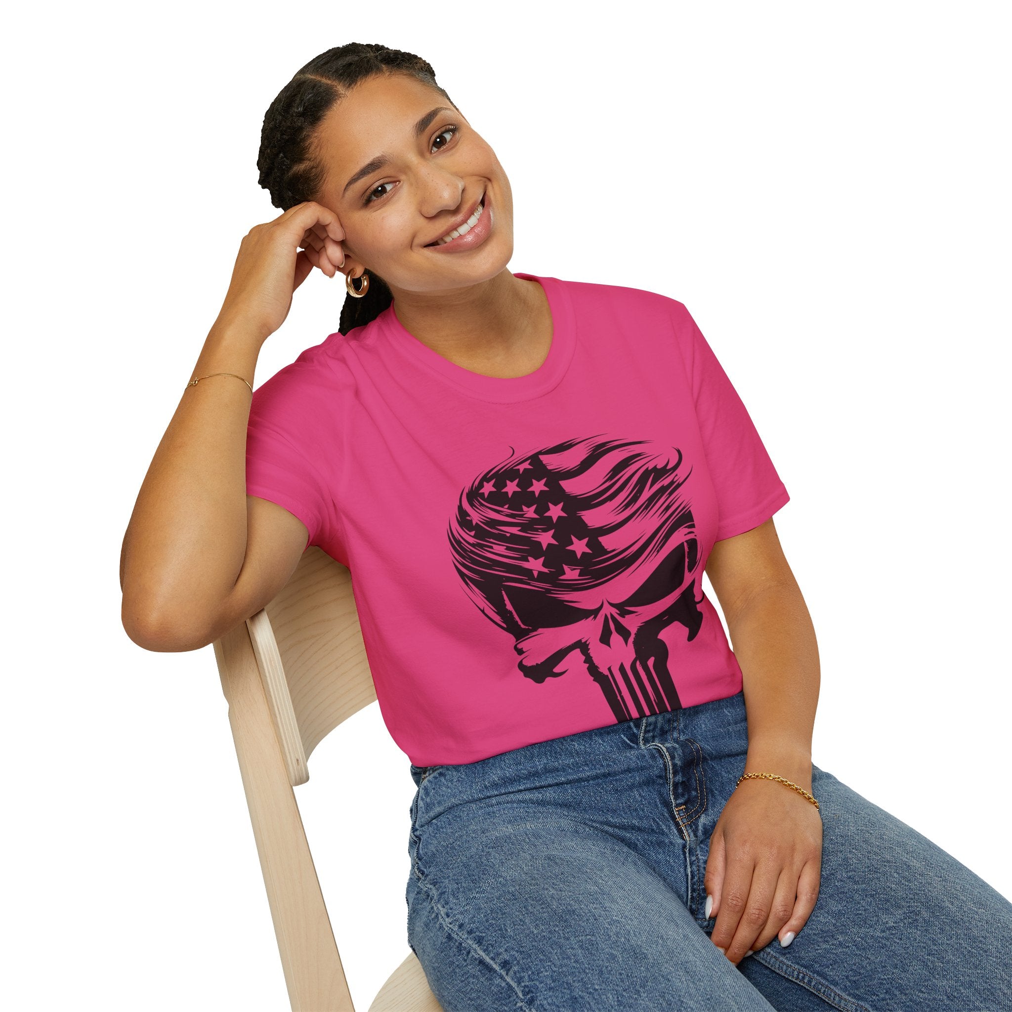 Punisher Patriotic Skull Graphic T-Shirt | Mens Womans  Softstyle Tee, Unique Gift, Casual Wear, Festival Apparel, Statement Shirt