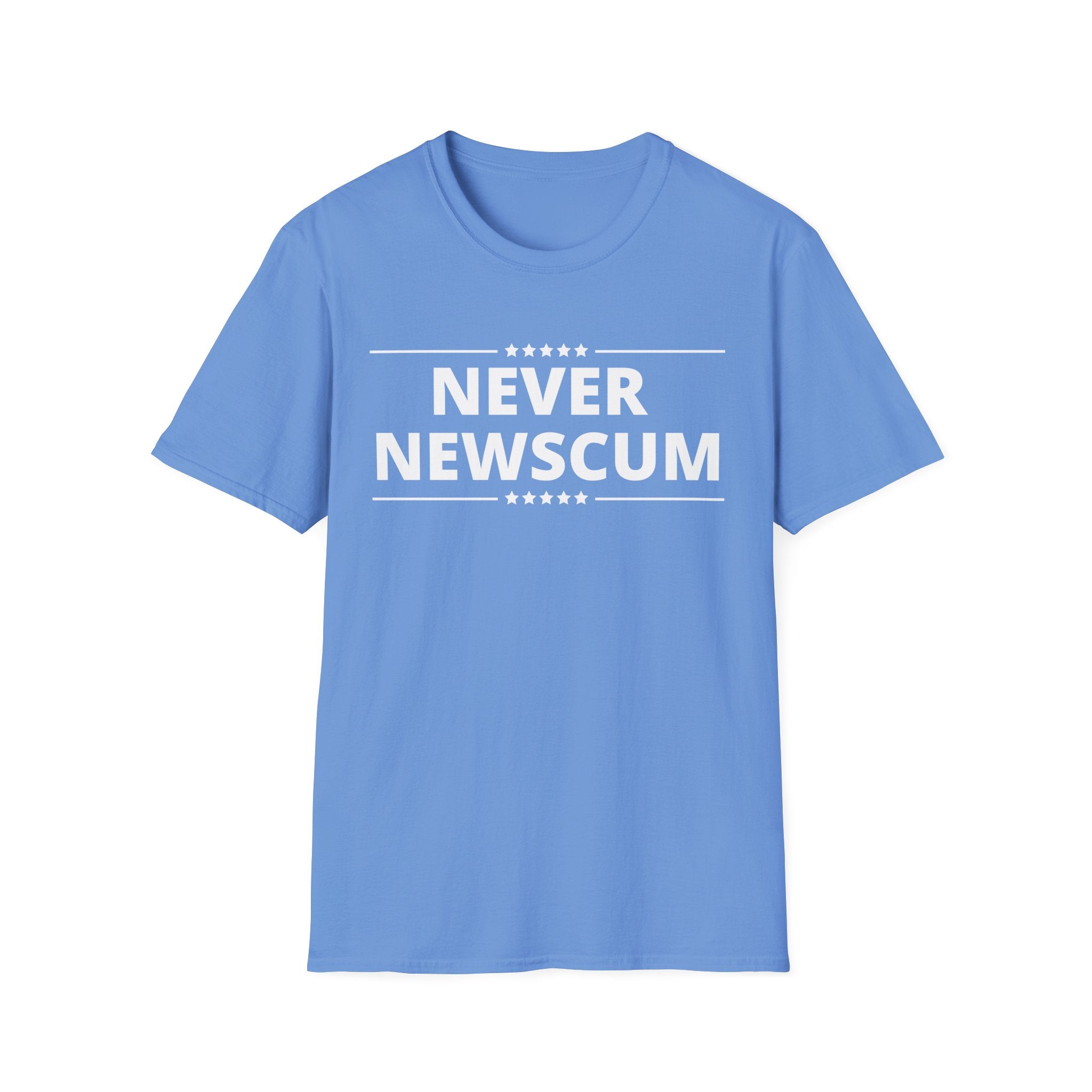 Never NewScum Mens Womans Softstyle T-Shirt, Funny Graphic Tee, Statement Shirt, Casual Wear, Gift for Friends, Political NeverNewScum.com