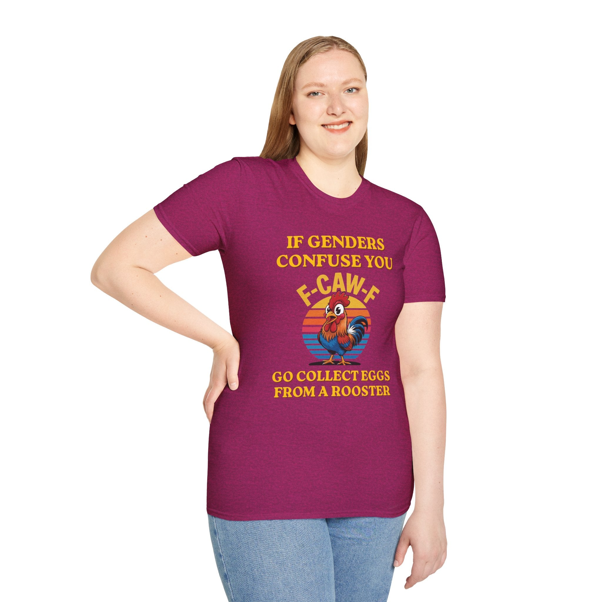 If Genders Confuse You T-Shirt — Funny Rooster "F‑Caw‑F" Graphic Tee