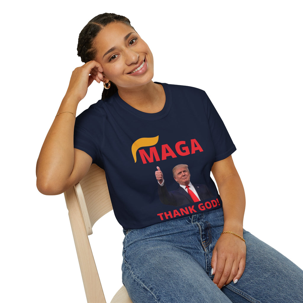 MAGA Thumbs-Up T-Shirt — "THANK GOD!" Political Statement Tee
