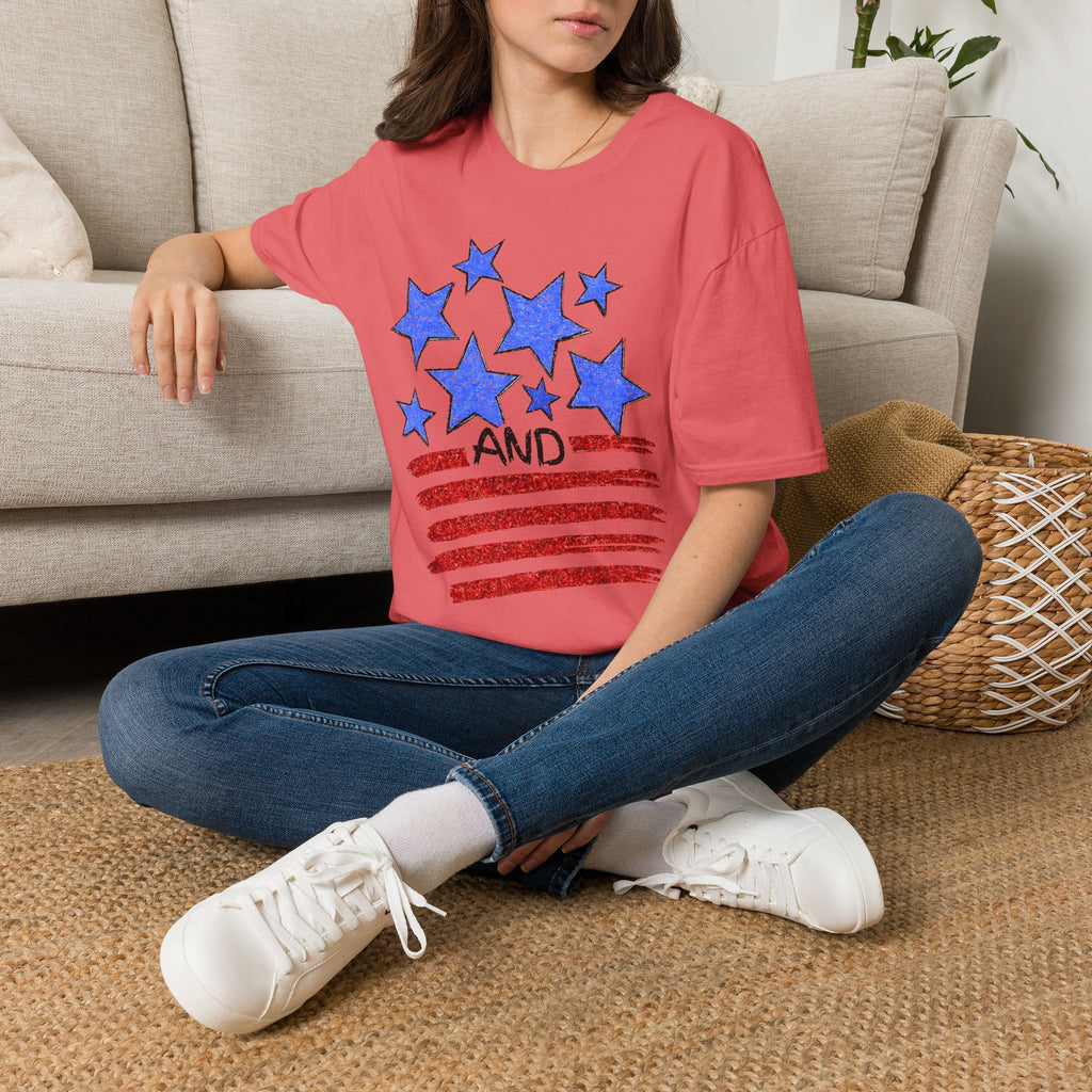 American Flag T-Shirt - Blue Stars & Stripes Patriotic Tee