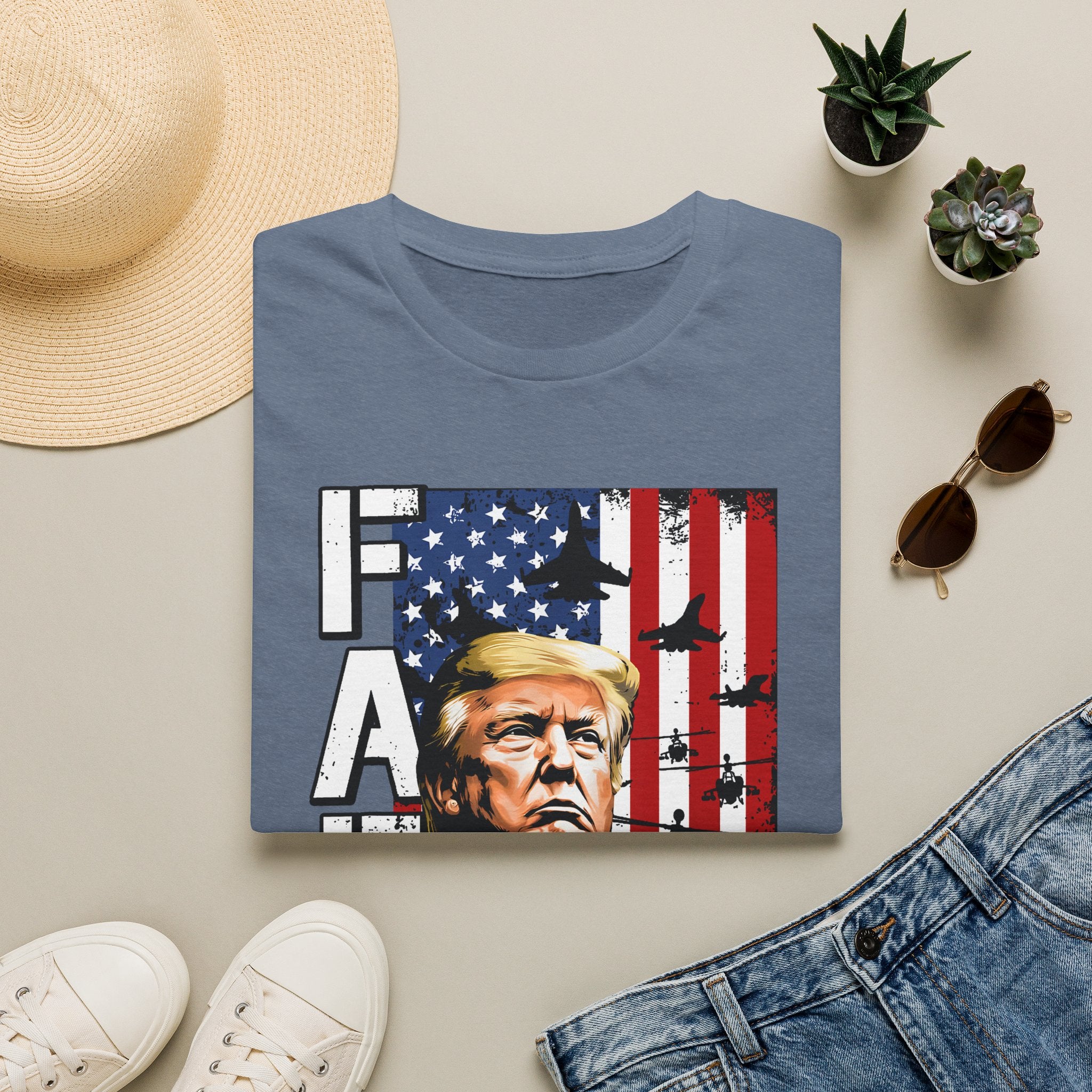Trump Flag FAFO Graphic T-Shirt — MAGA Patriotic Portrait Tee