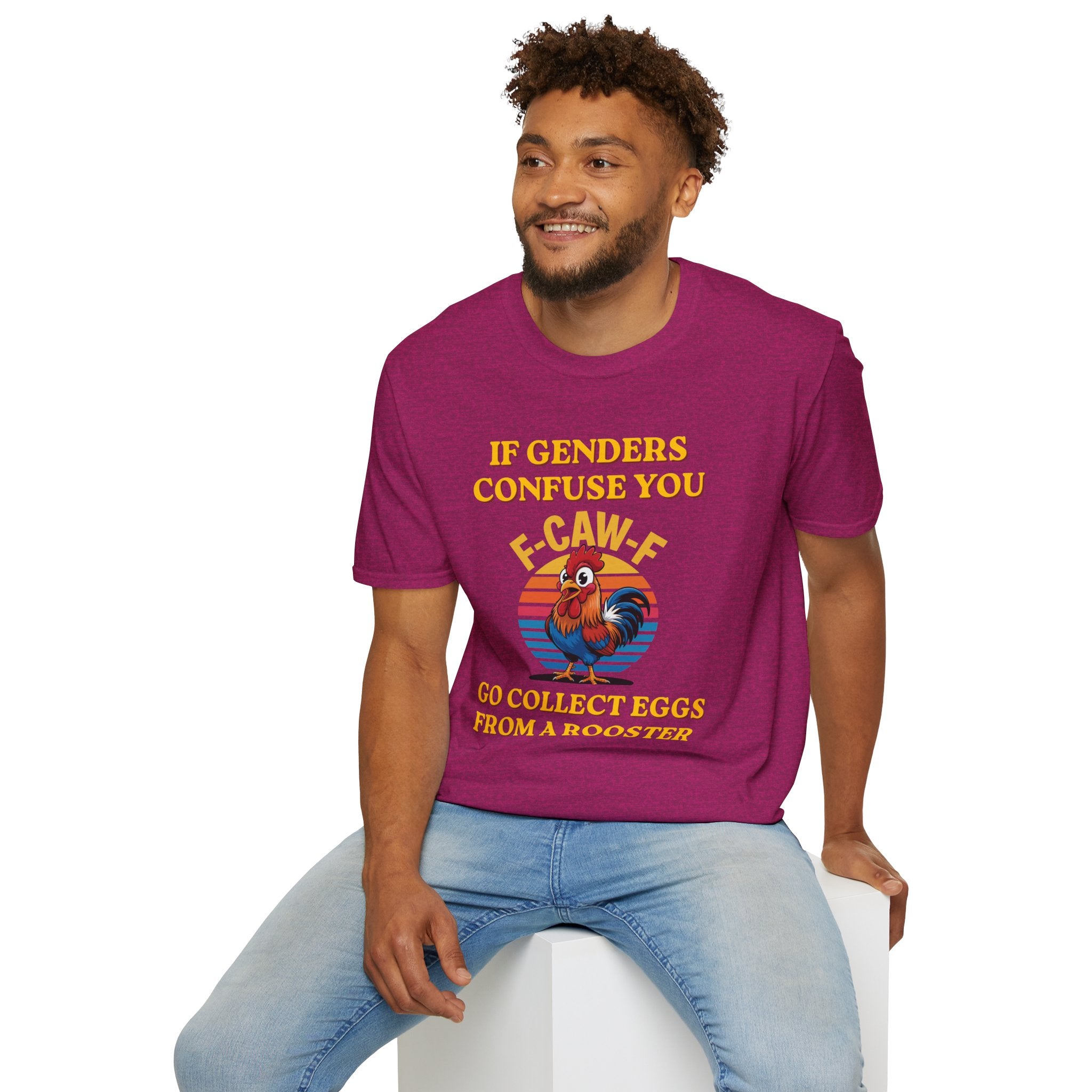If Genders Confuse You T-Shirt — Funny Rooster "F‑Caw‑F" Graphic Tee