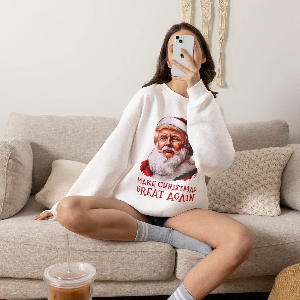 Trump Santa Face Illustration Make Christmas Great Again Sweatshirt