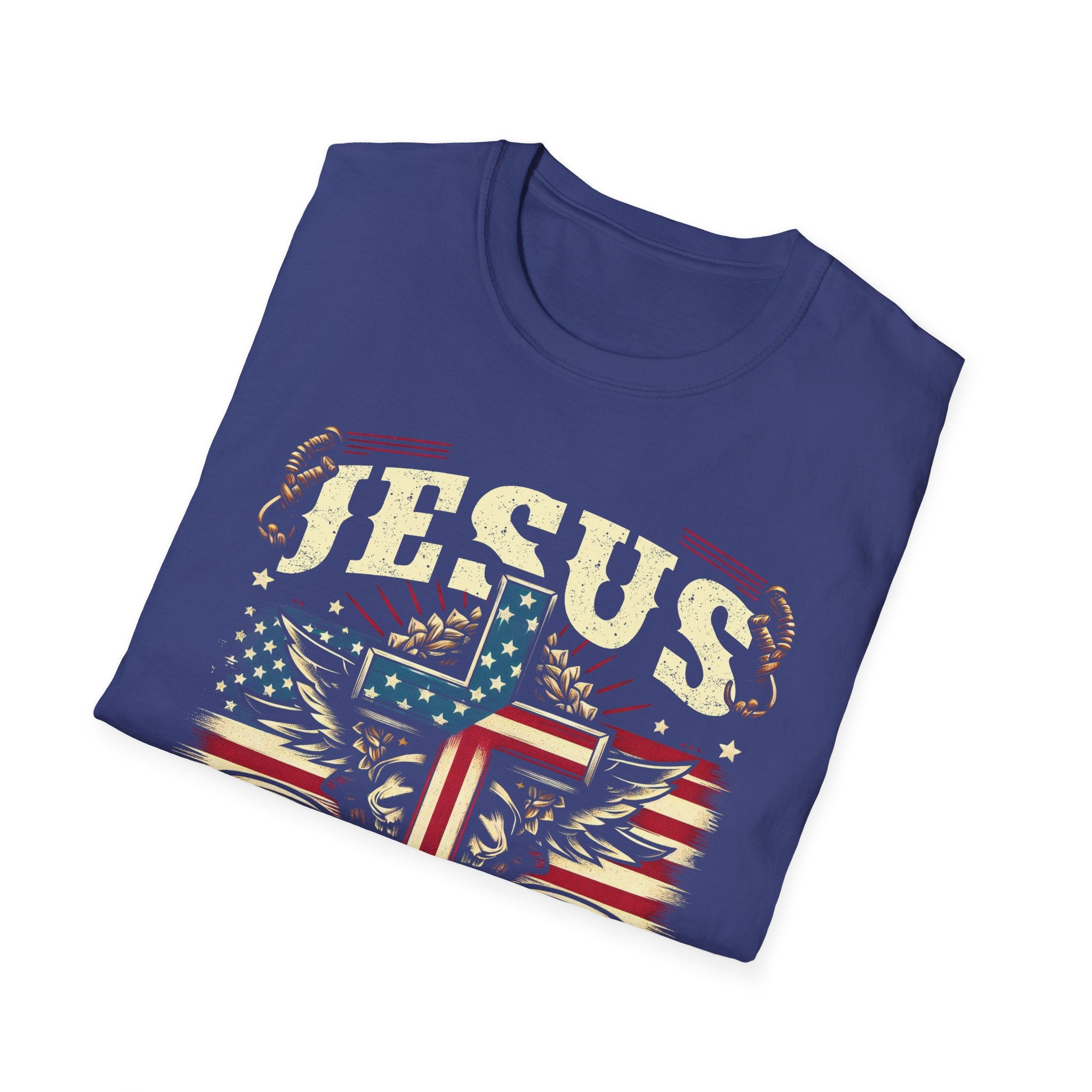 Jesus Cross Flag T-Shirt — "Jesus Is My Savior, Trump Is My President" Patriotic Christian Tee
