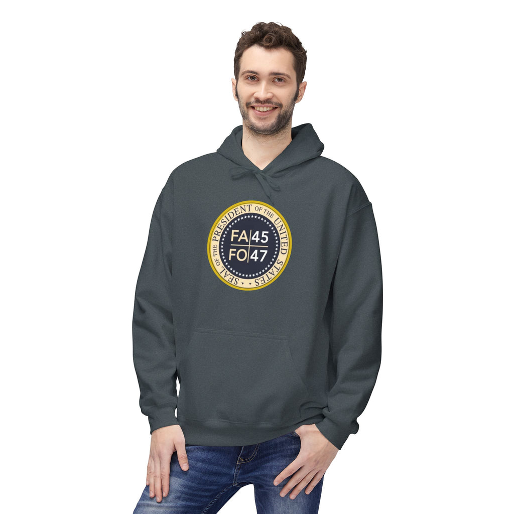 FA45 FO47 Trump Seal Hoodie | Political Satire Presidential Seal