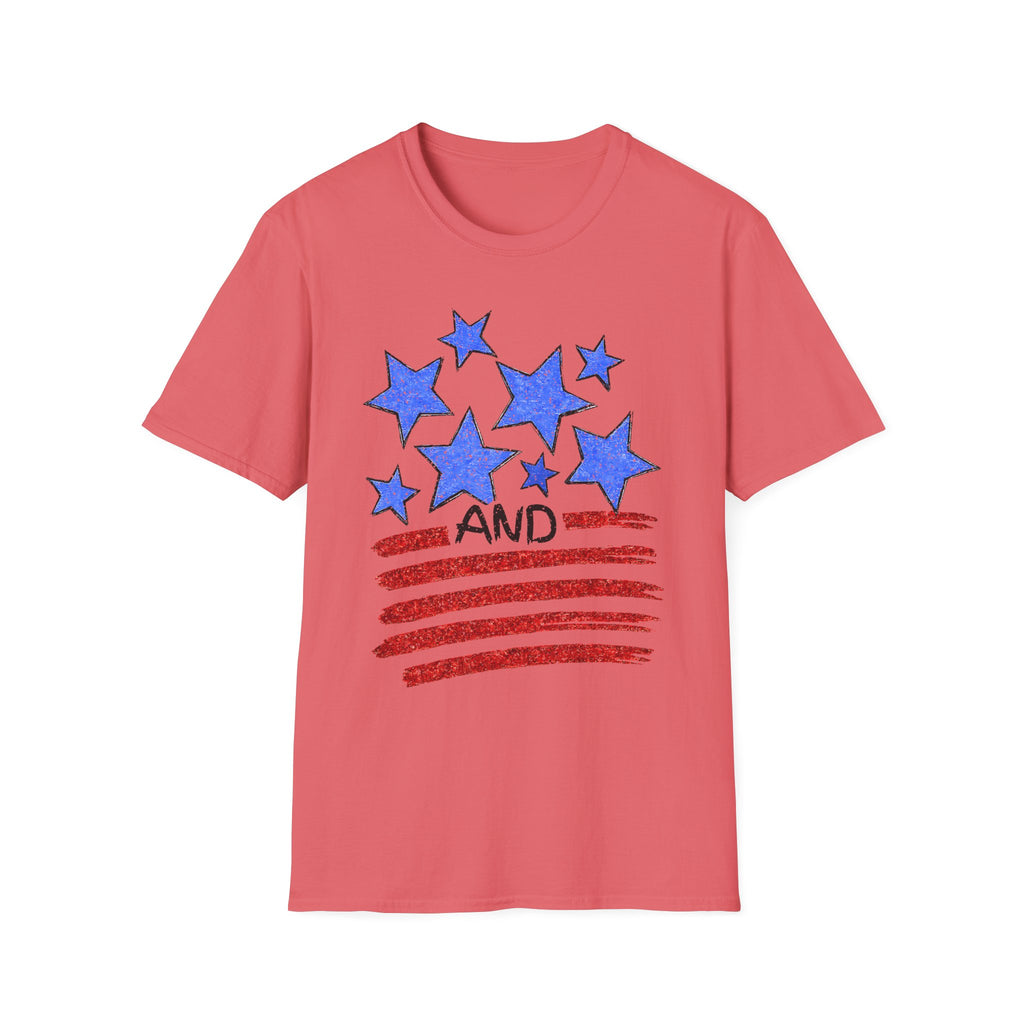 American Flag T-Shirt - Blue Stars & Stripes Patriotic Tee