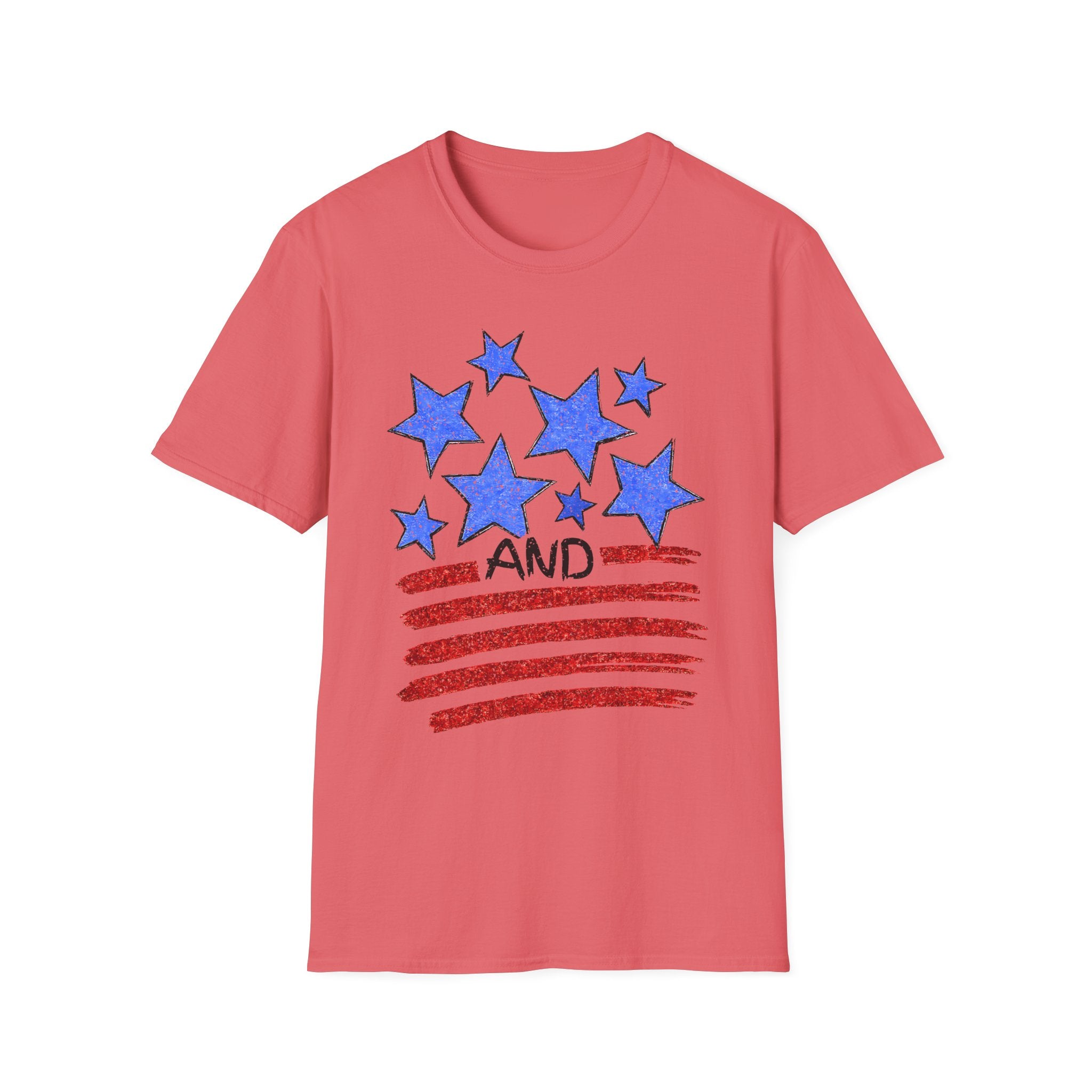 American Flag T-Shirt - Blue Stars & Stripes Patriotic Tee