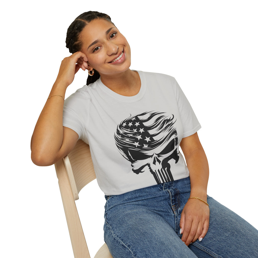 Punisher Patriotic Skull Graphic T-Shirt | Mens Womans  Softstyle Tee, Unique Gift, Casual Wear, Festival Apparel, Statement Shirt
