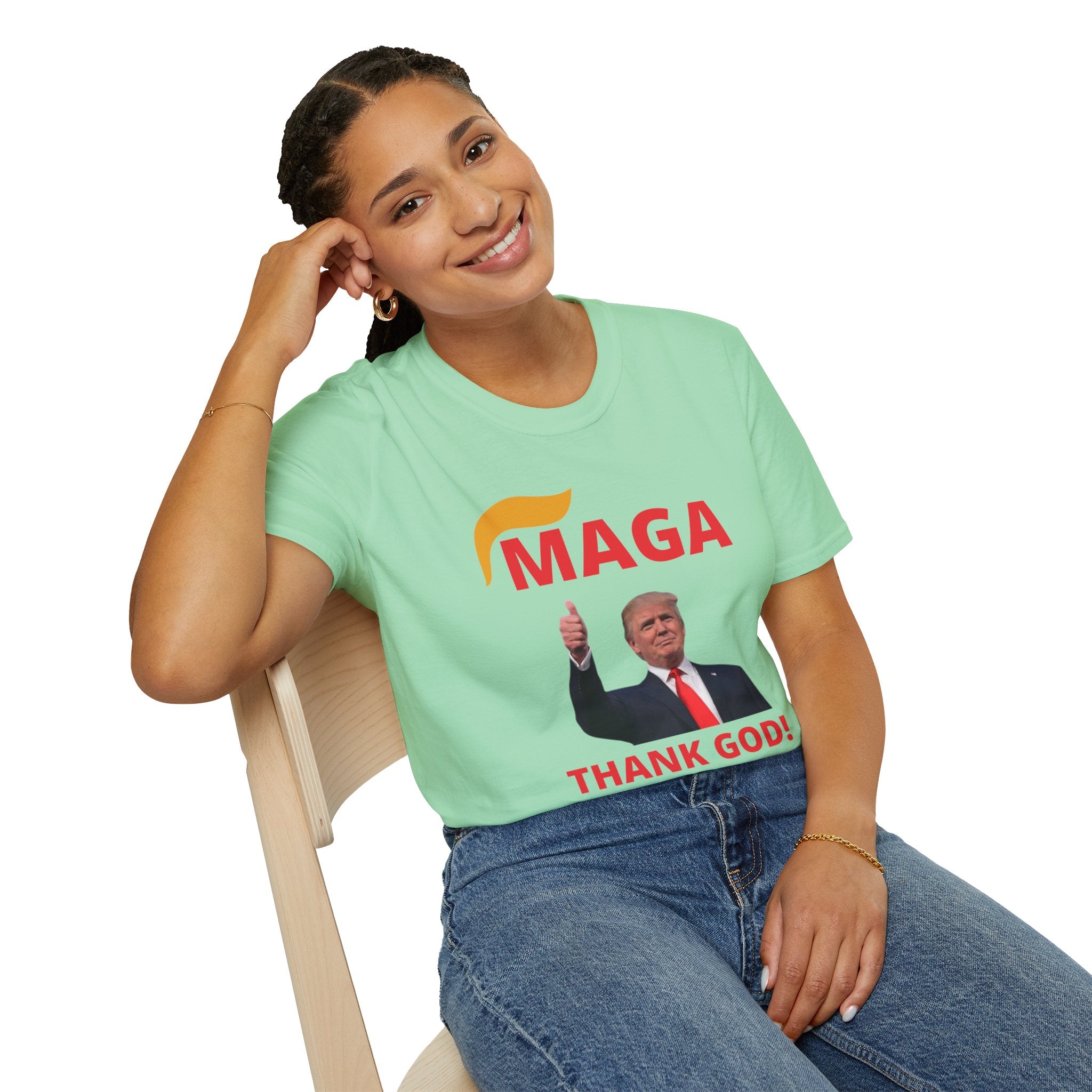 MAGA Thumbs-Up T-Shirt — "THANK GOD!" Political Statement Tee