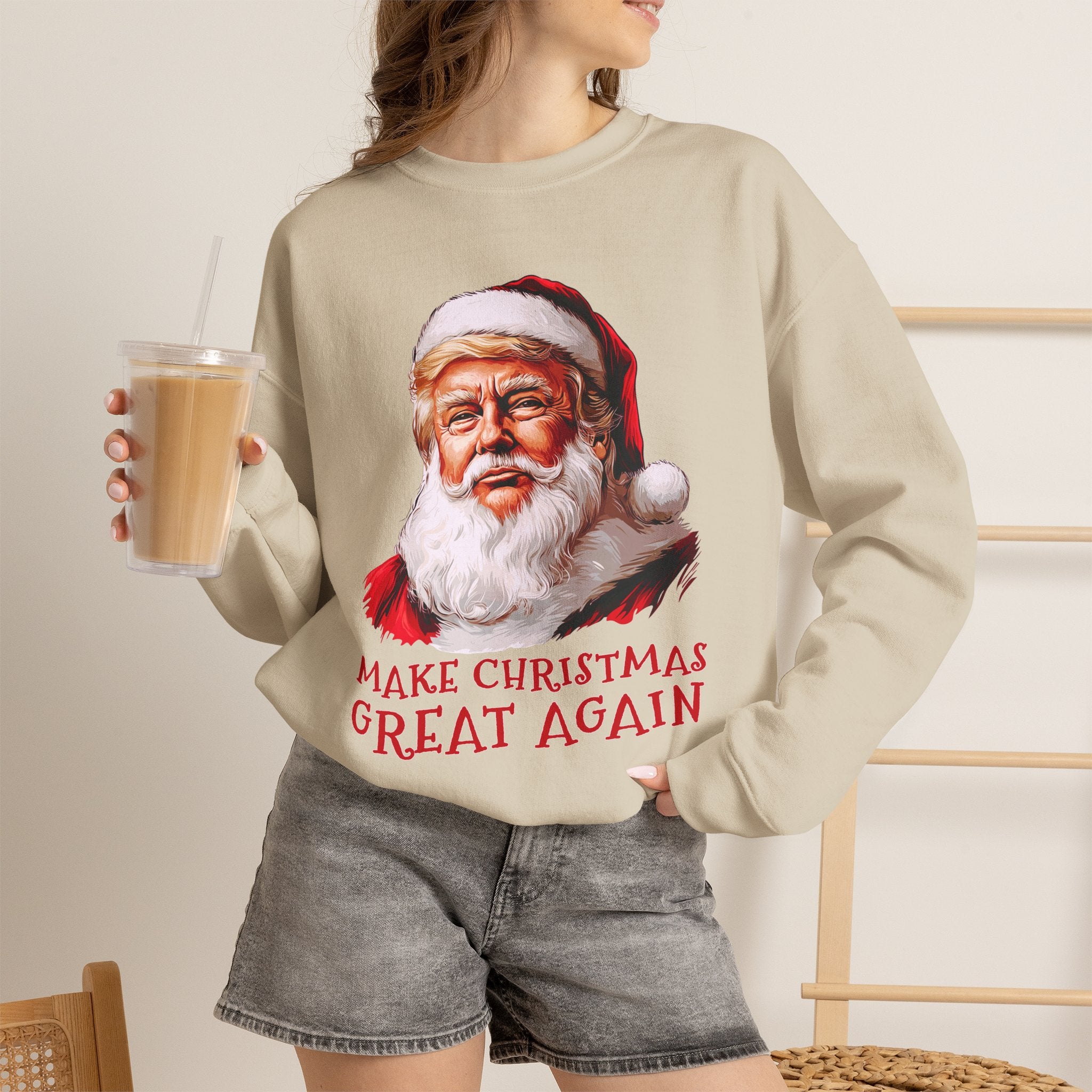 Trump Santa Face Illustration Make Christmas Great Again Sweatshirt