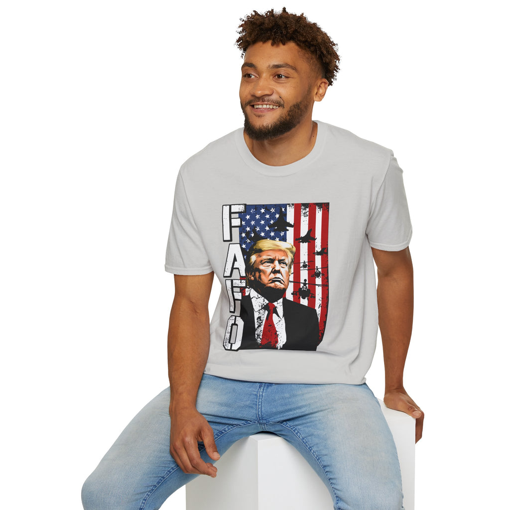 Trump Flag FAFO Graphic T-Shirt — MAGA Patriotic Portrait Tee