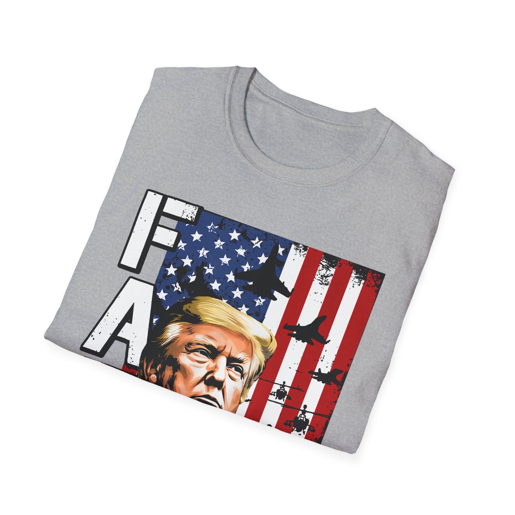 FAFO Patriotic Political Portrait T-Shirt | Flag Background, Bold Lettering