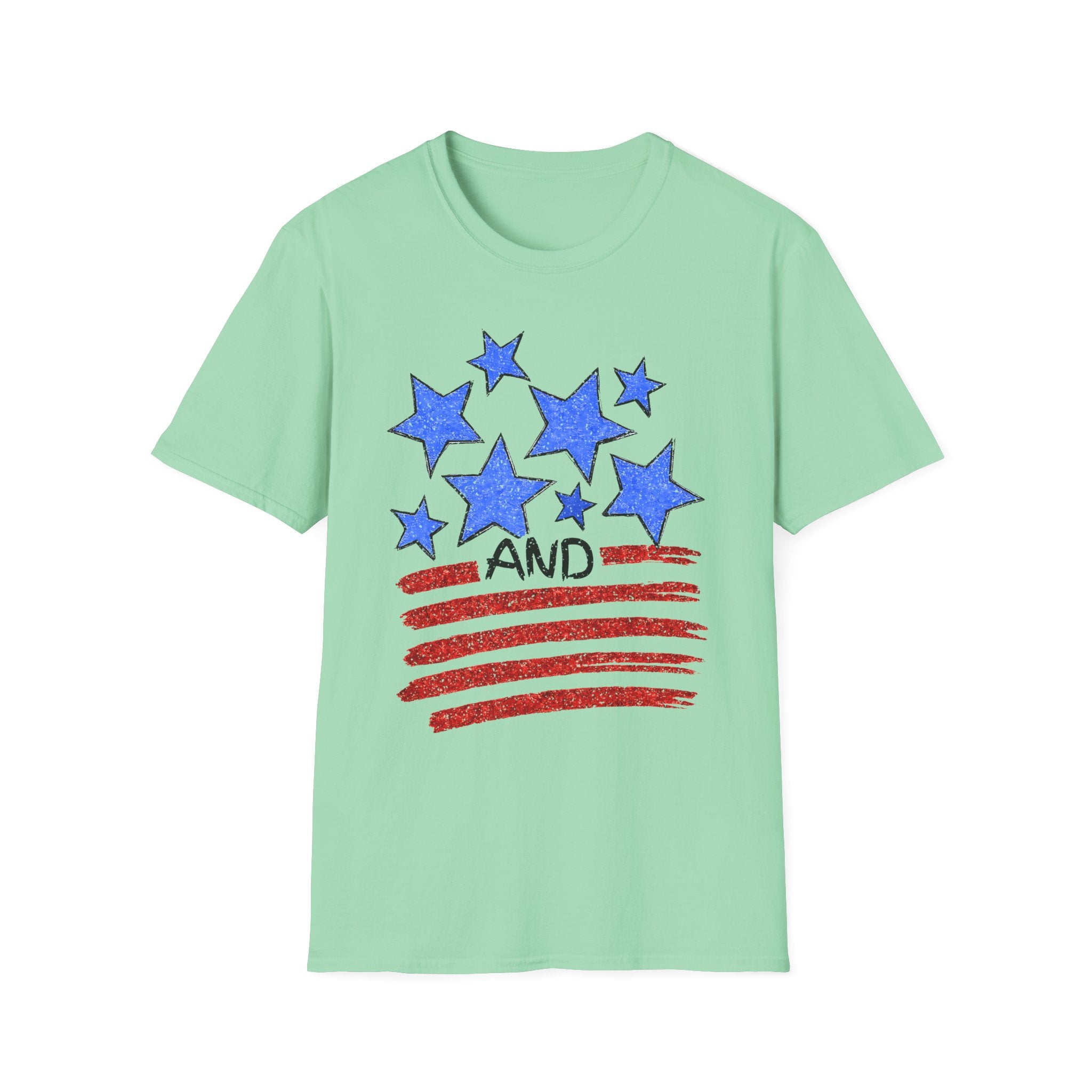 American Flag T-Shirt - Blue Stars & Stripes Patriotic Tee