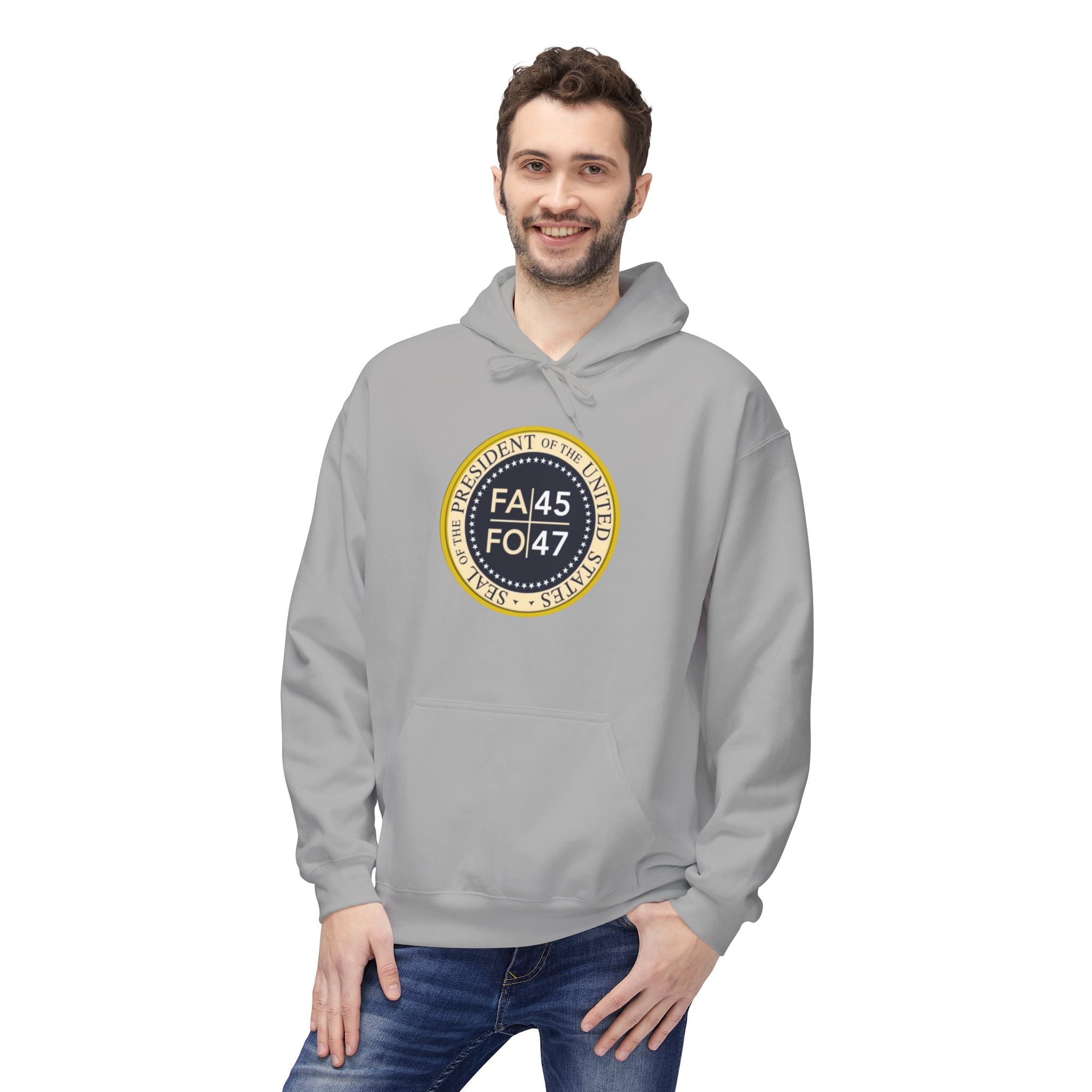 FA45 FO47 Trump Seal Hoodie | Political Satire Presidential Seal