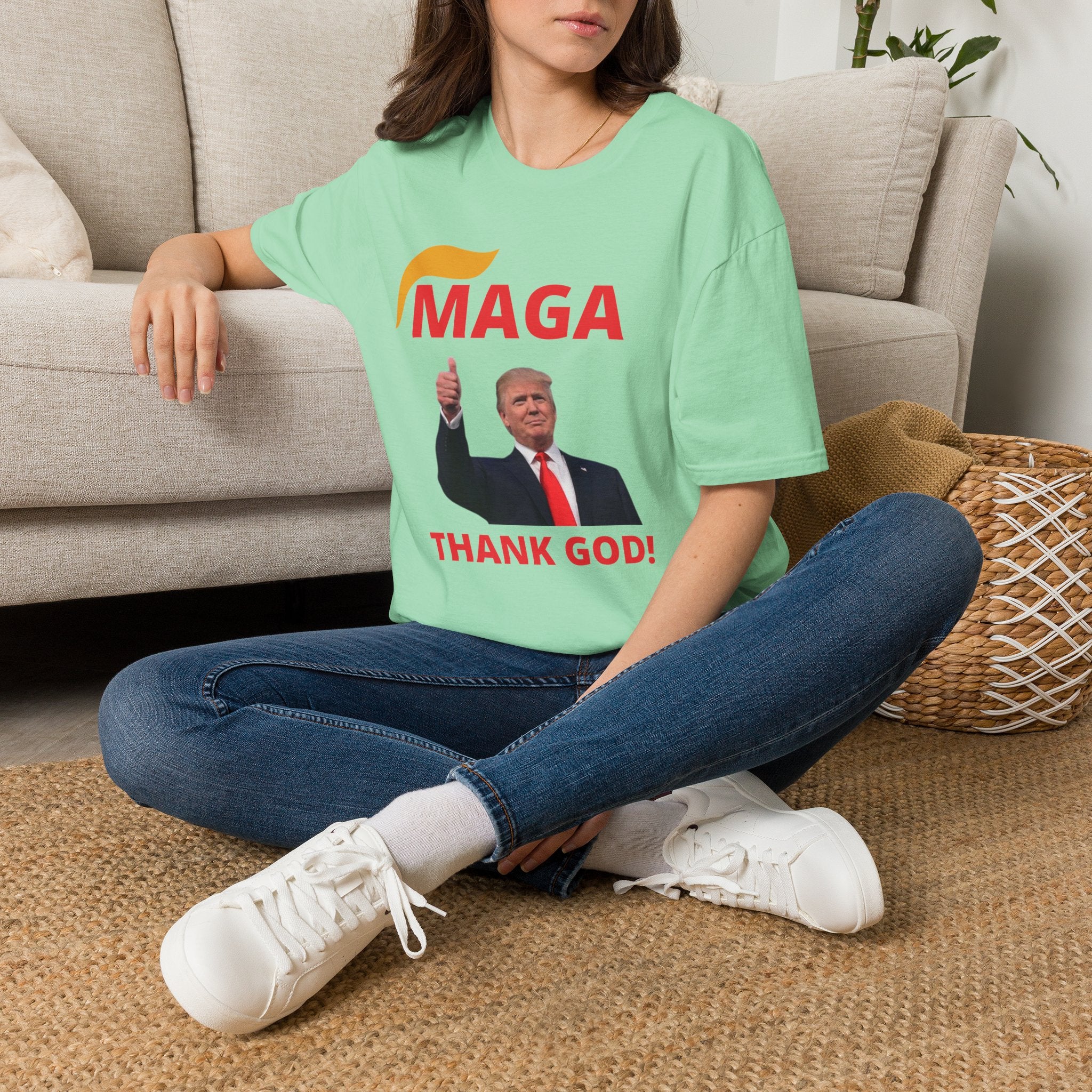 MAGA Thumbs-Up T-Shirt — "THANK GOD!" Political Statement Tee