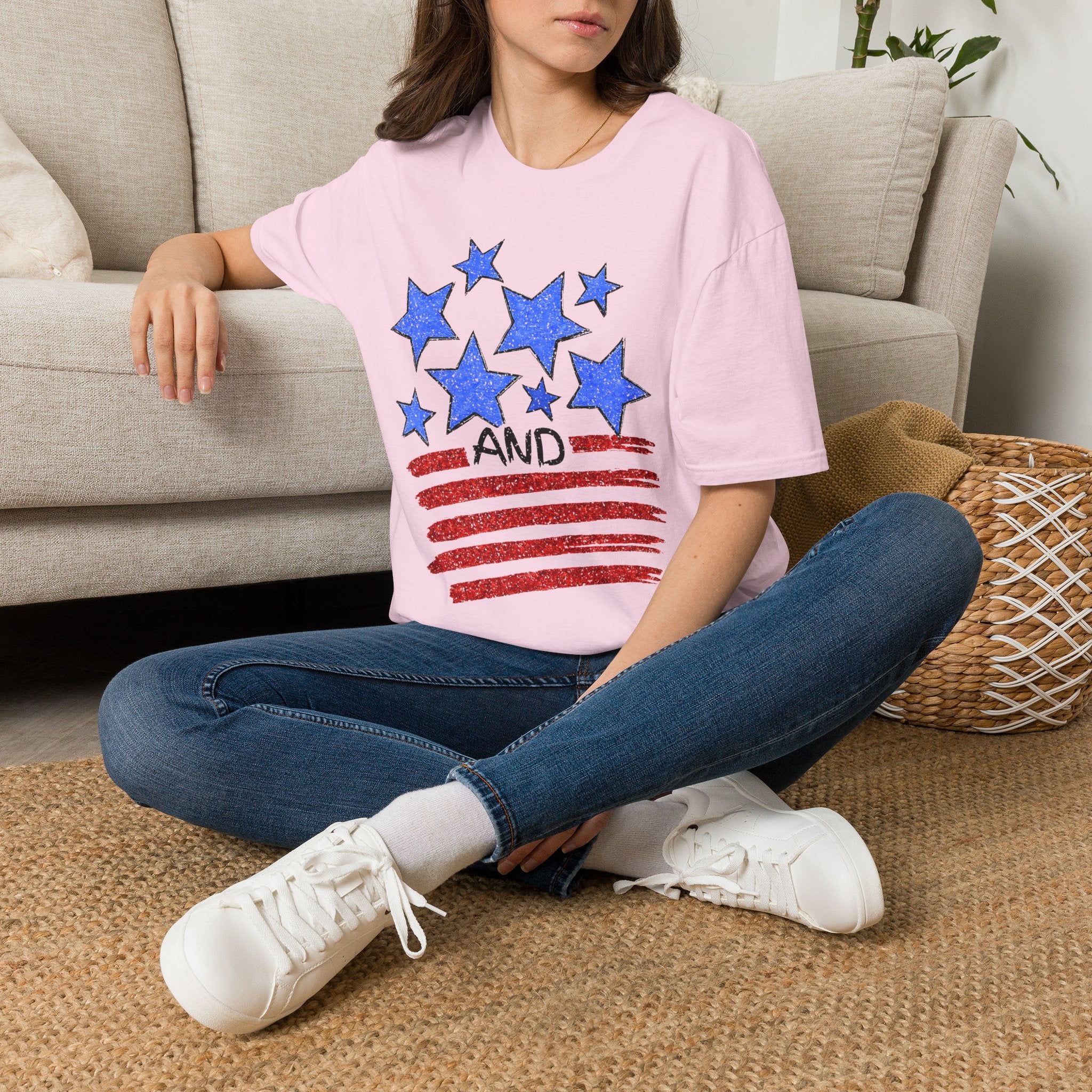 American Flag T-Shirt - Blue Stars & Stripes Patriotic Tee