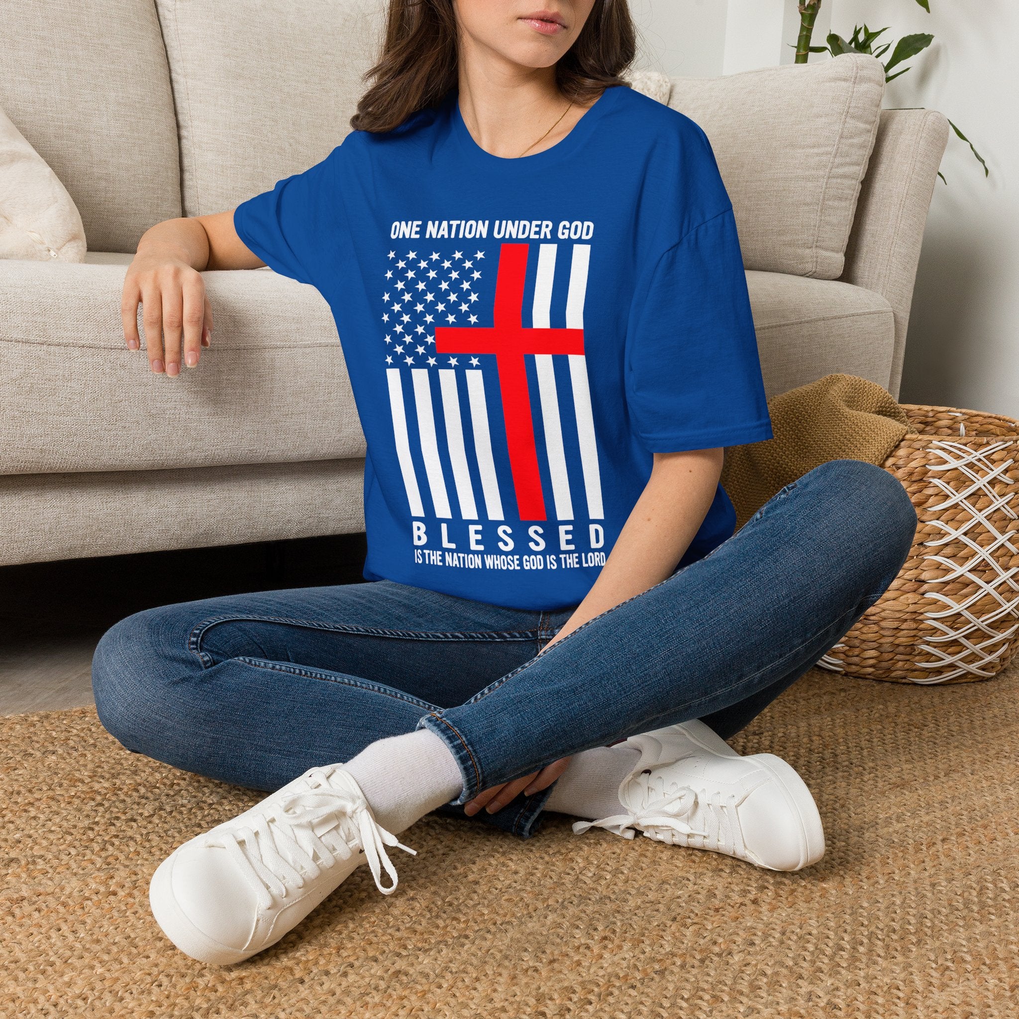 Christian Faith Mens Womans Softstyle T-Shirt | One Nation Under God | American Flag Tee | Religious Apparel | Inspirational Gift