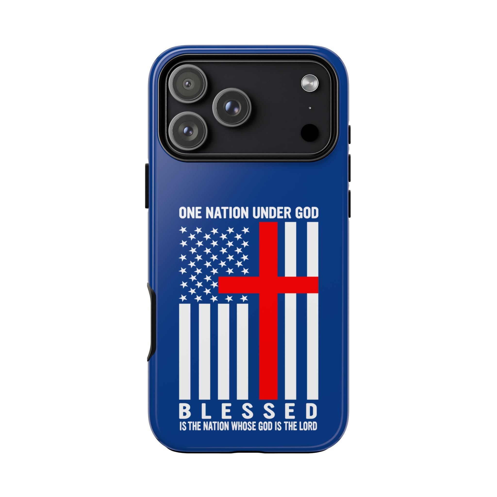 Patriotic Christian Phone Case - "One Nation Under God" Red Cross USA Flag