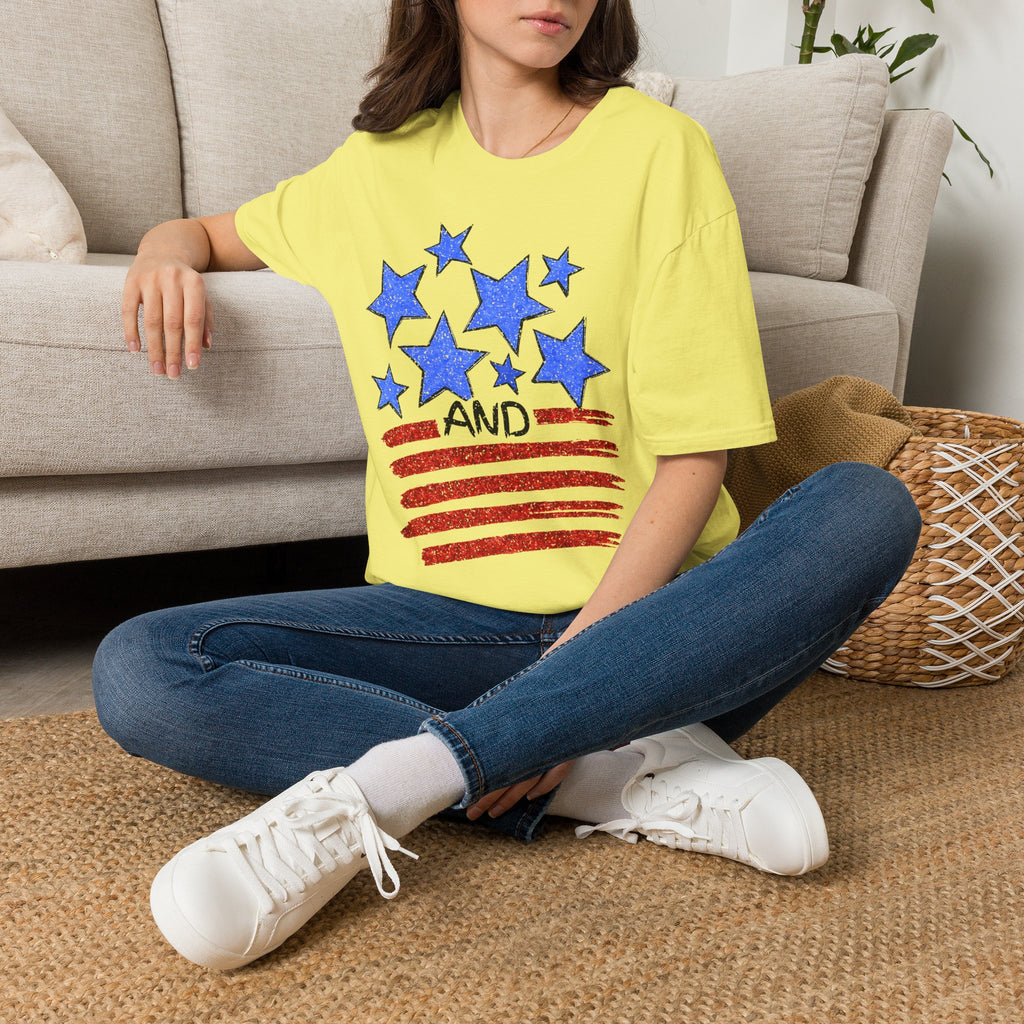 American Flag T-Shirt - Blue Stars & Stripes Patriotic Tee