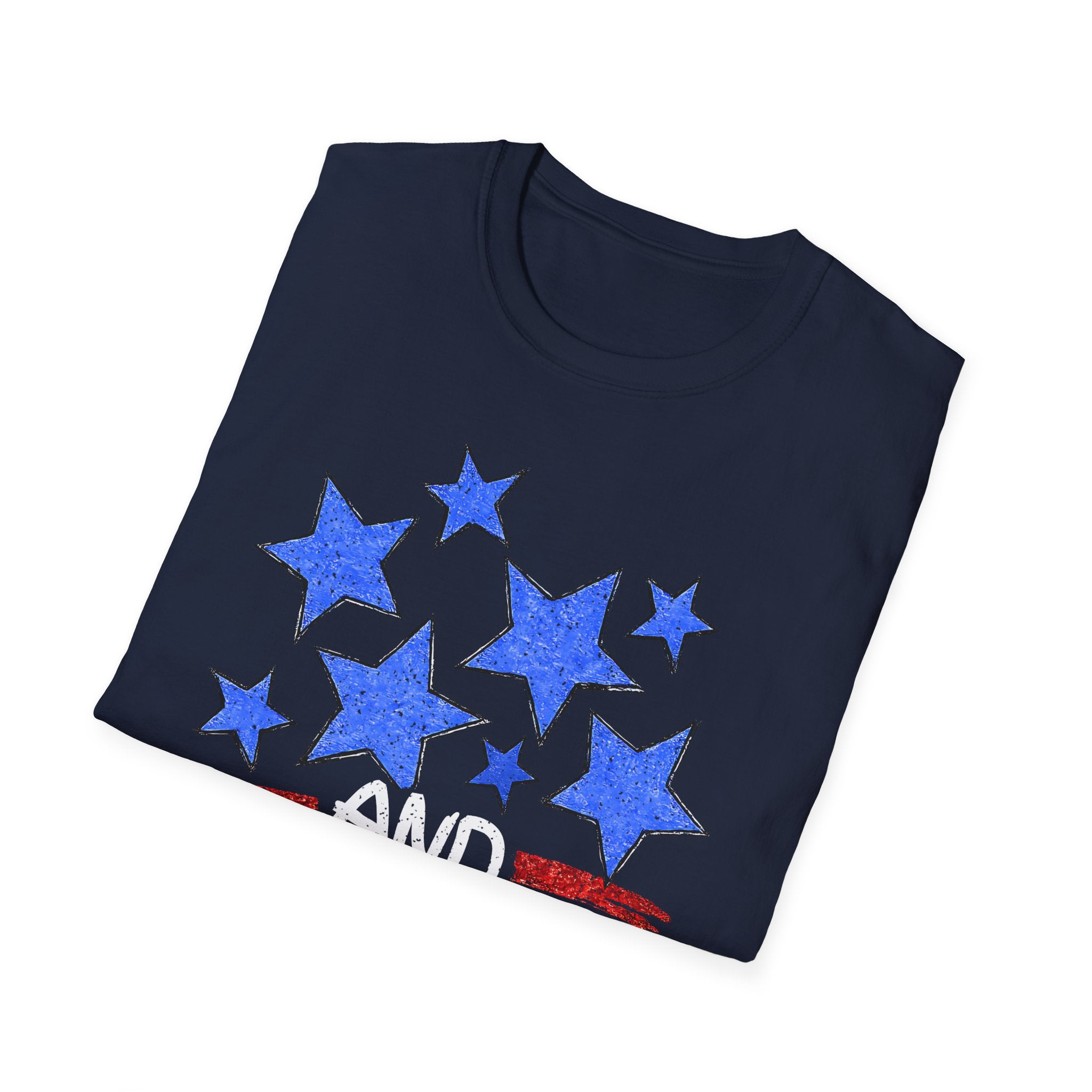 Patriotic Blue Stars Red Strips Graphic Tee (Fourth of July, Americana) T-Shirt