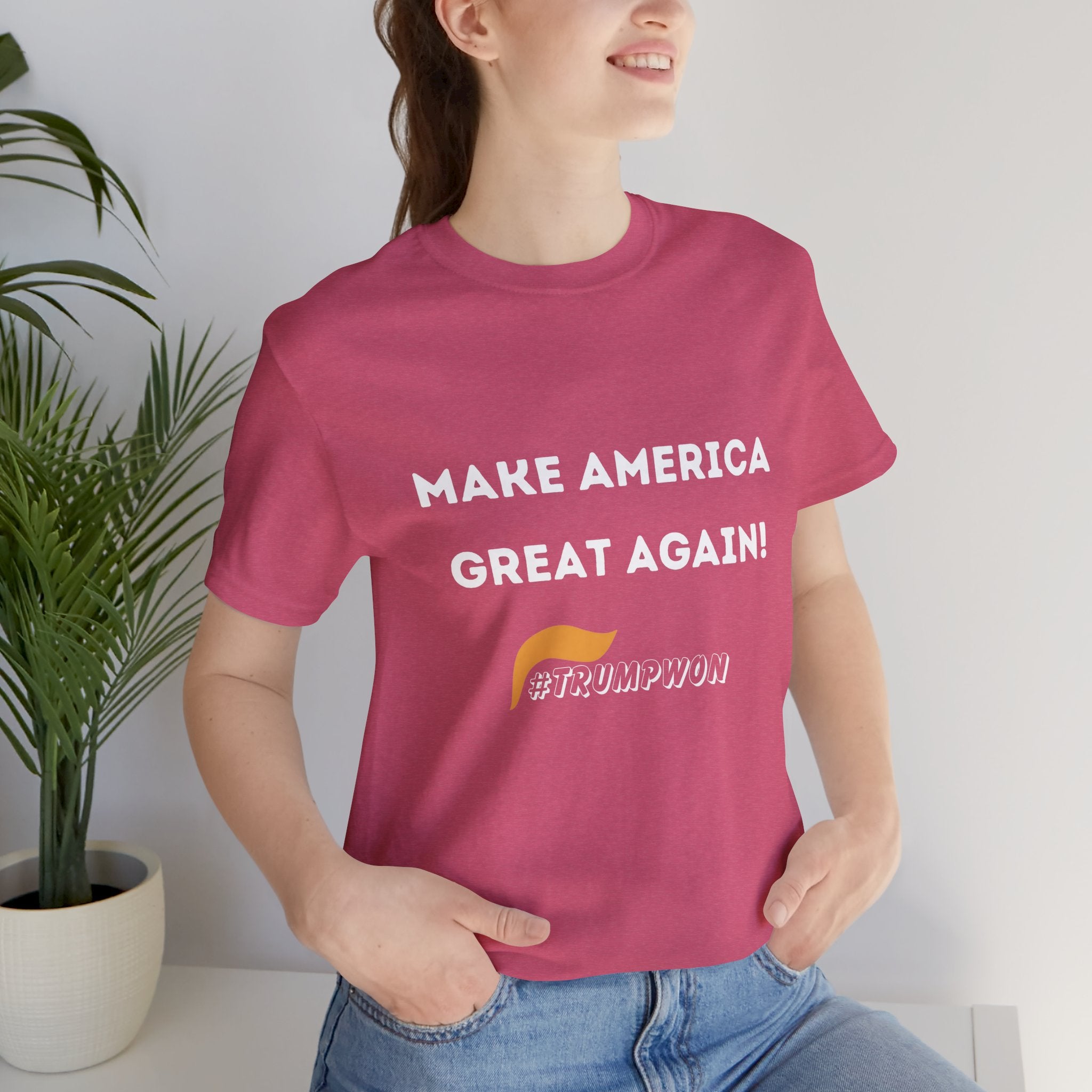 Make America Great Again #TrumpWon Mens Womans Jersey Short Sleeve Tee, Election Tee, Political Shirt, Patriotic Apparel, American Flag Clothing