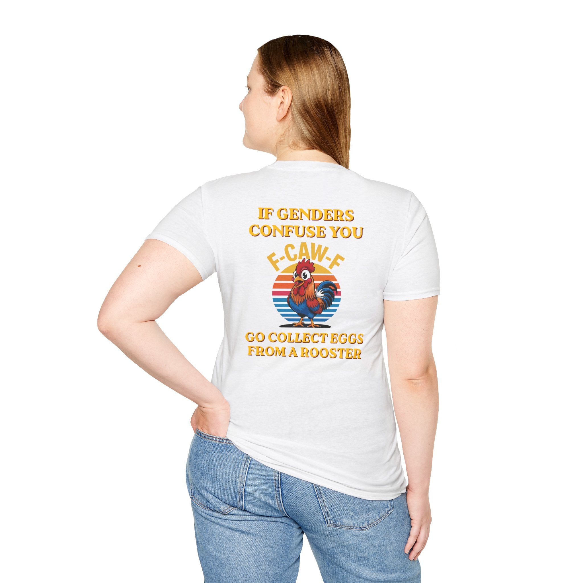 If Genders Confuse You T-Shirt — Funny Rooster "F‑Caw‑F" Graphic Tee
