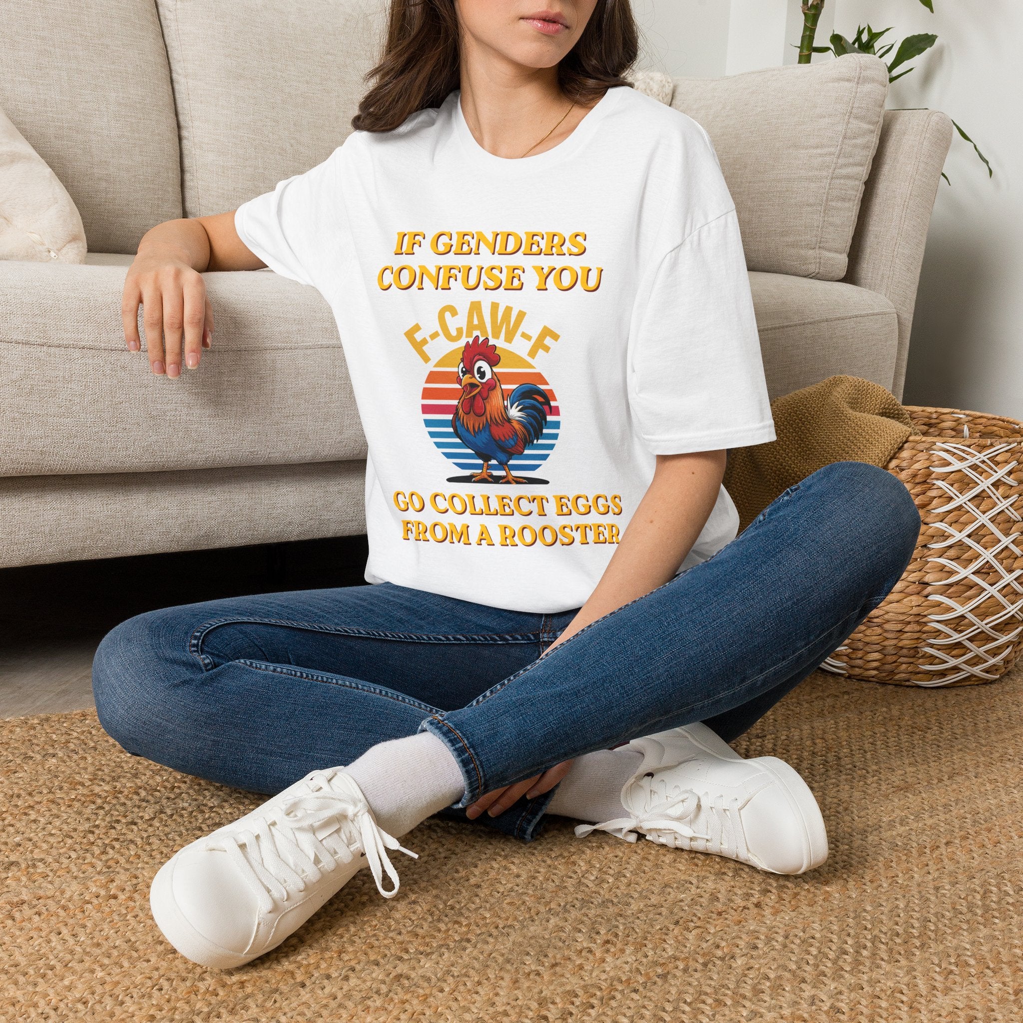 If Genders Confuse You T-Shirt — Funny Rooster "F‑Caw‑F" Graphic Tee