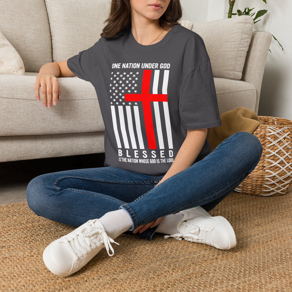 Christian Faith Mens Womans Softstyle T-Shirt | One Nation Under God | American Flag Tee | Religious Apparel | Inspirational Gift