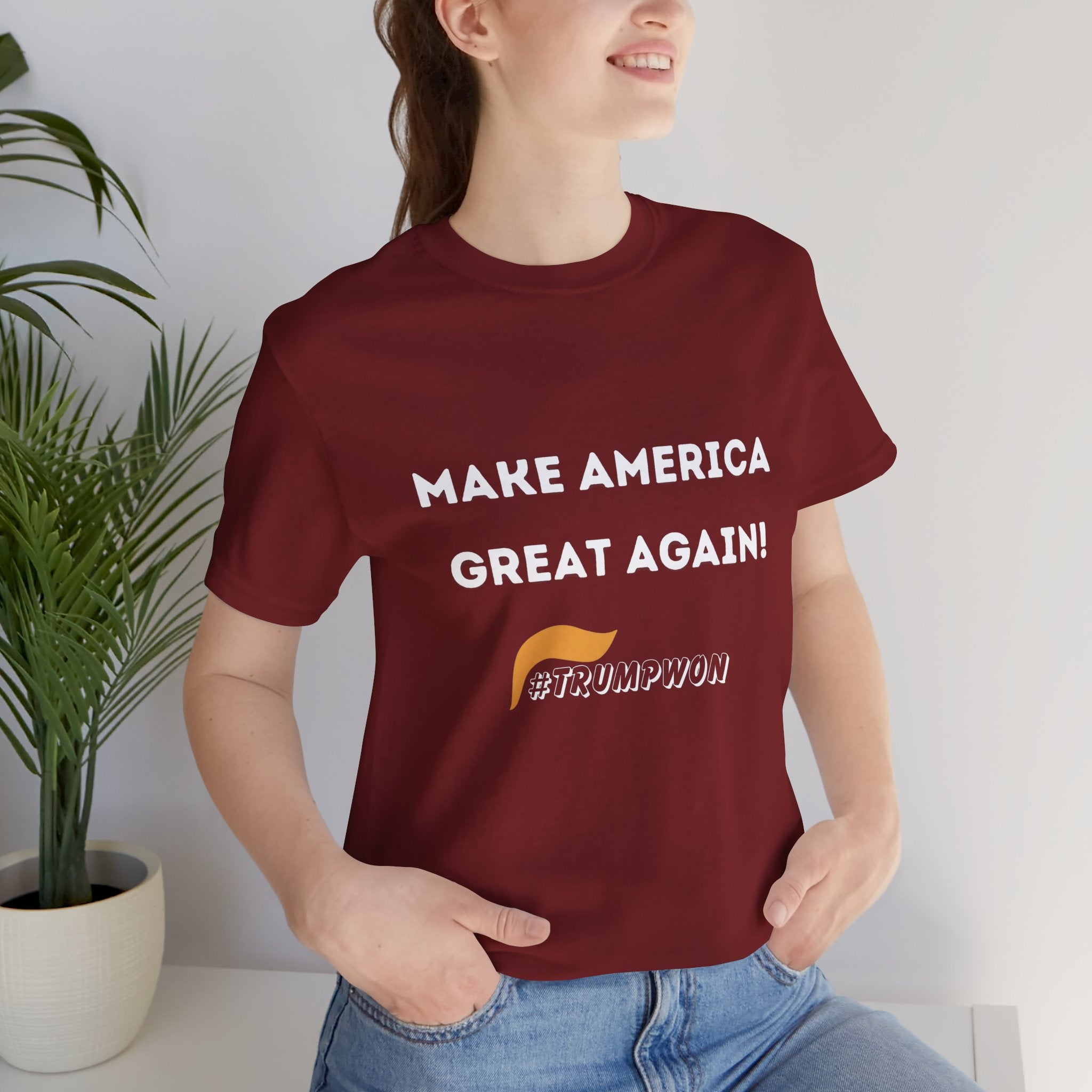 Make America Great Again #TrumpWon Mens Womans Jersey Short Sleeve Tee, Election Tee, Political Shirt, Patriotic Apparel, American Flag Clothing