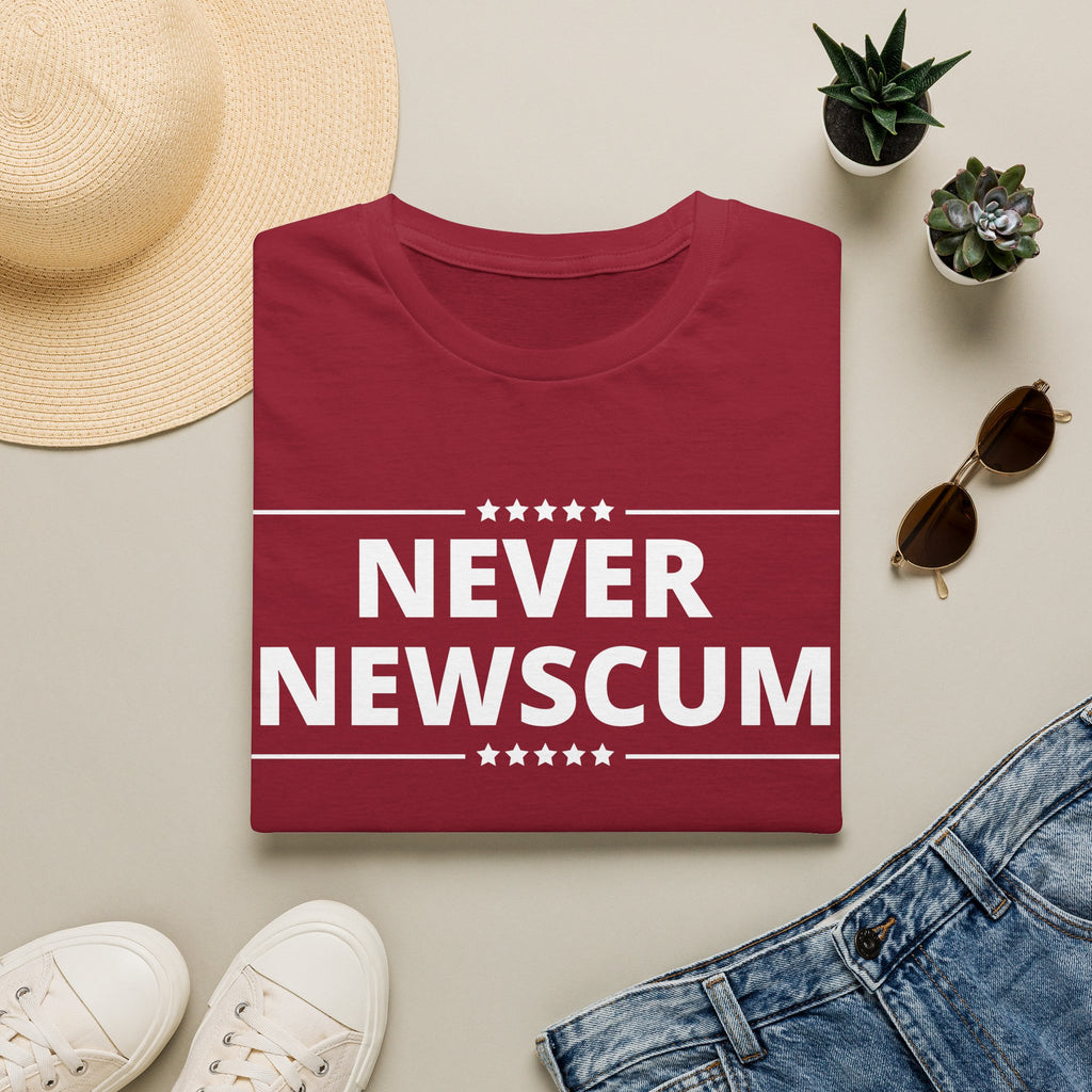 Never NewScum Mens Womans Softstyle T-Shirt, Funny Graphic Tee, Statement Shirt, Casual Wear, Gift for Friends, Political NeverNewScum.com