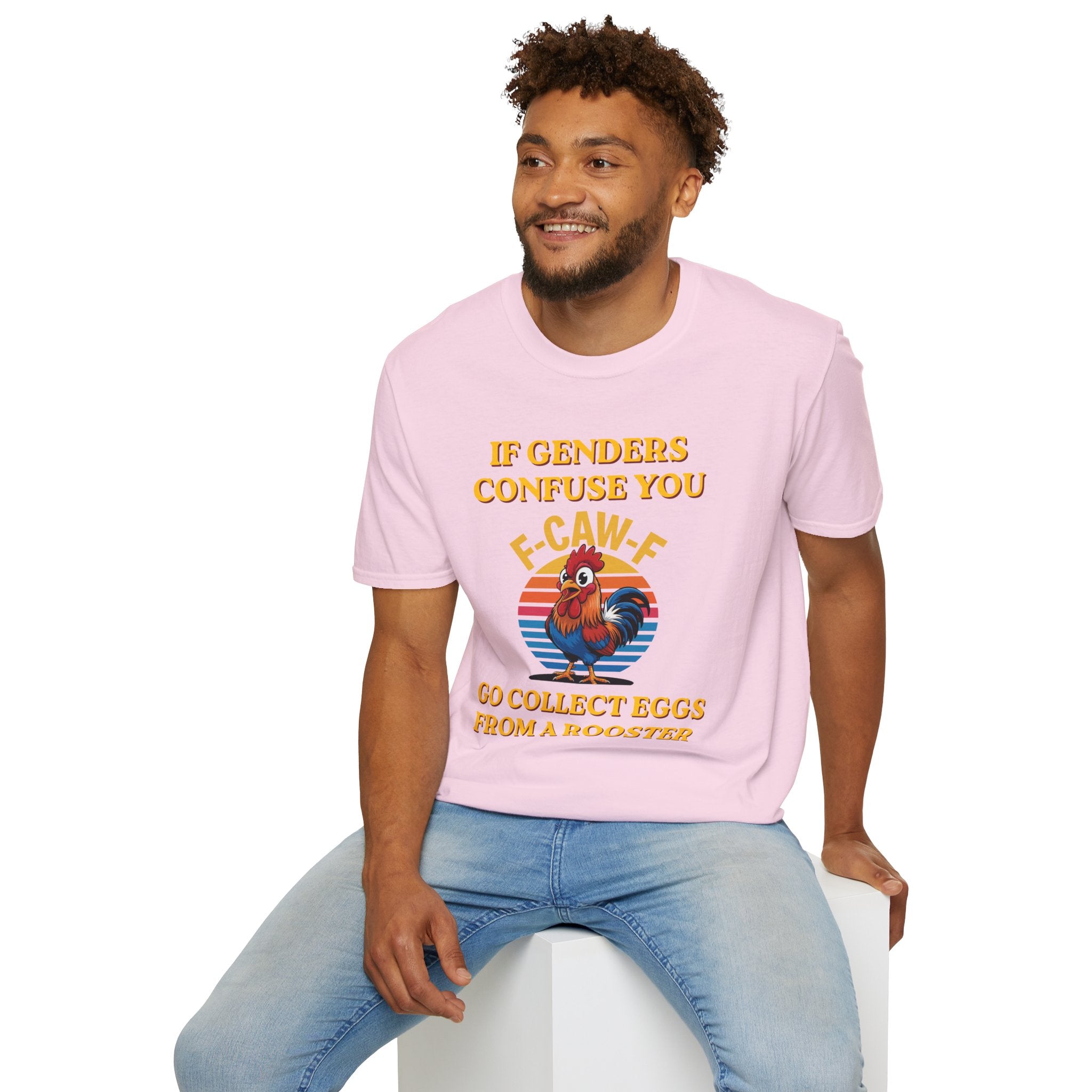If Genders Confuse You T-Shirt — Funny Rooster "F‑Caw‑F" Graphic Tee