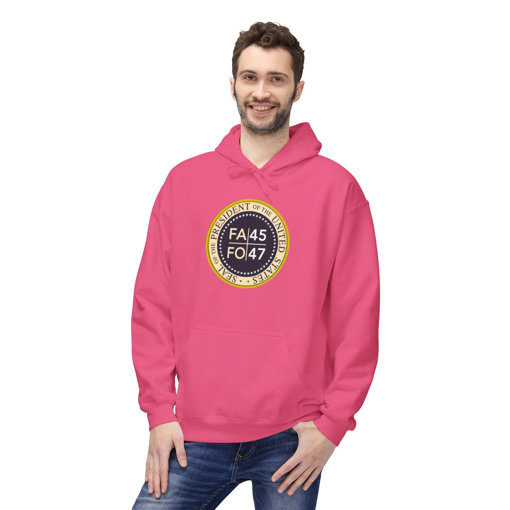 FA45 FO47 Trump Seal Hoodie | Political Satire Presidential Seal